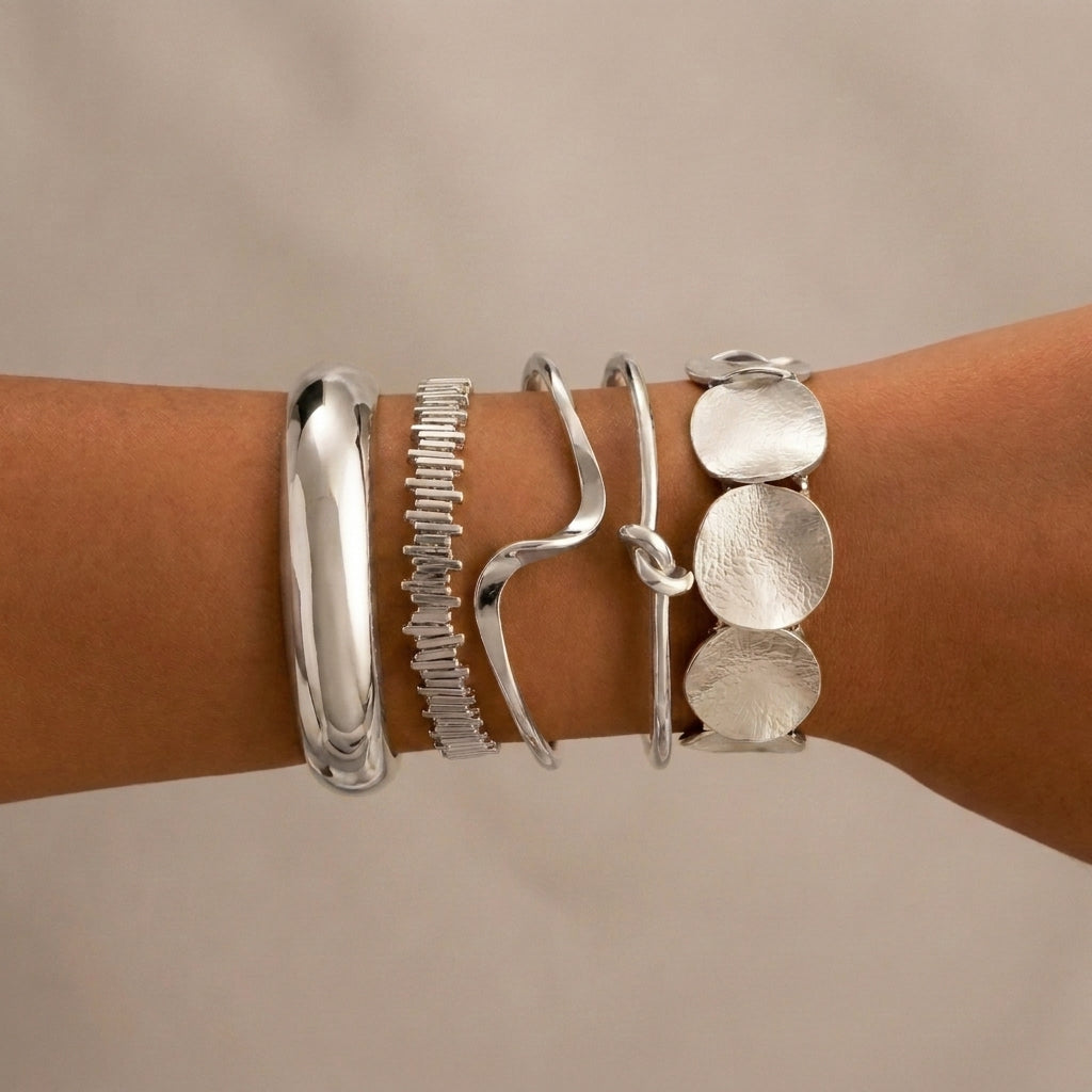 14k 5pc Geometric Boho Bracelet Stack