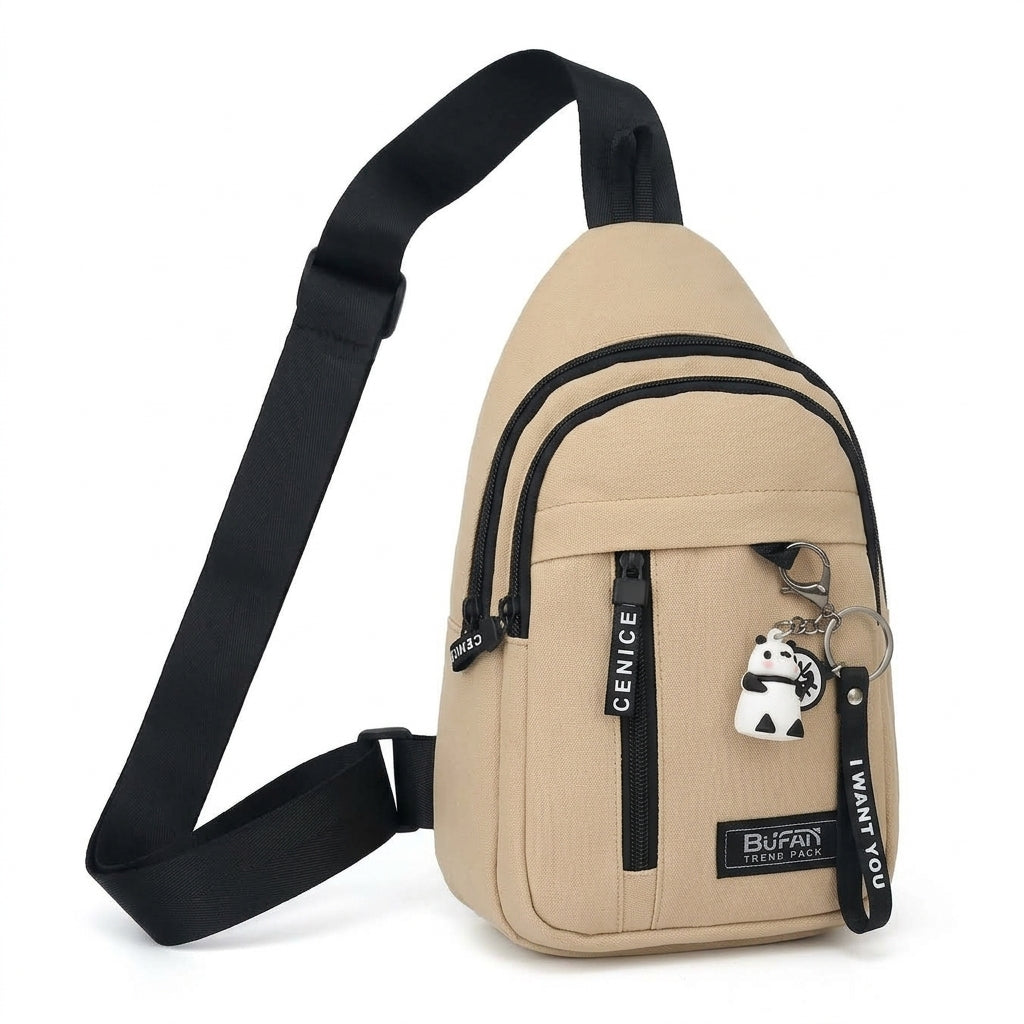 Everyday Multi Pocket Sling Bag with Animal Pendant