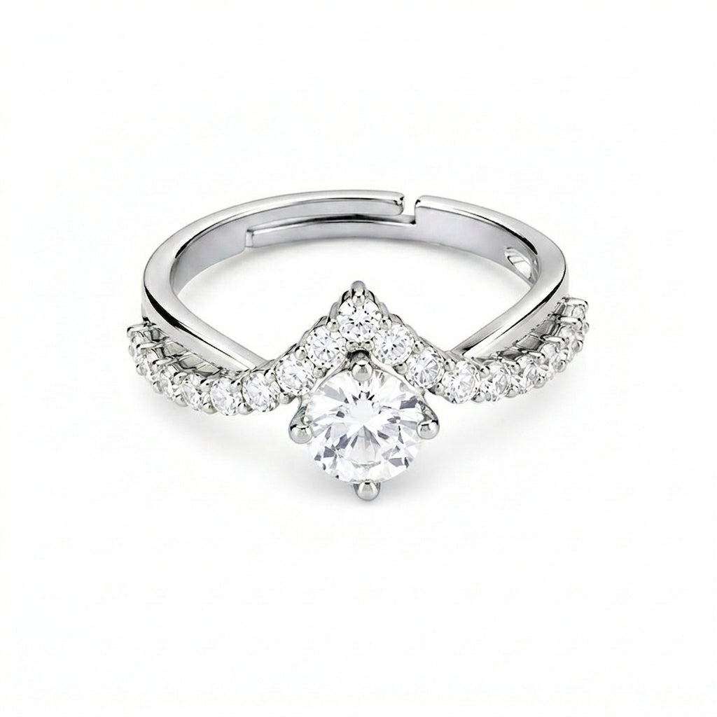 Adjustable Split Shank Pave Chevron Ring