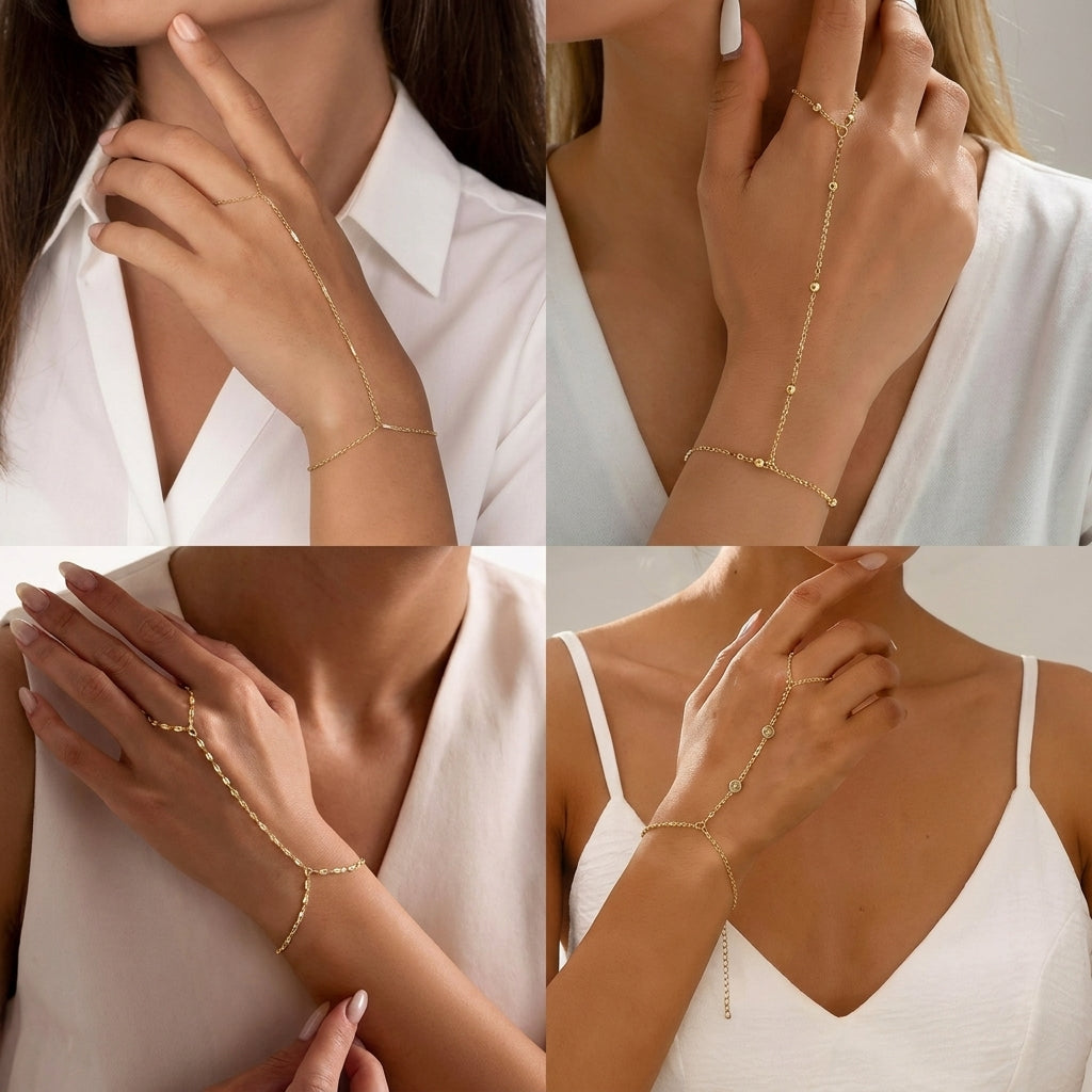 4pc Dainty Hand Chain Set