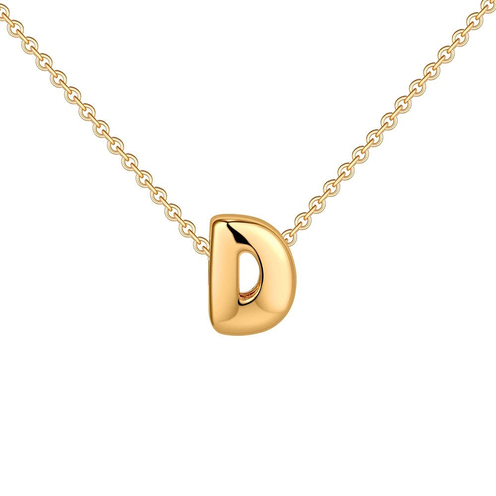 Dainty Bubble Letter Initial Necklace