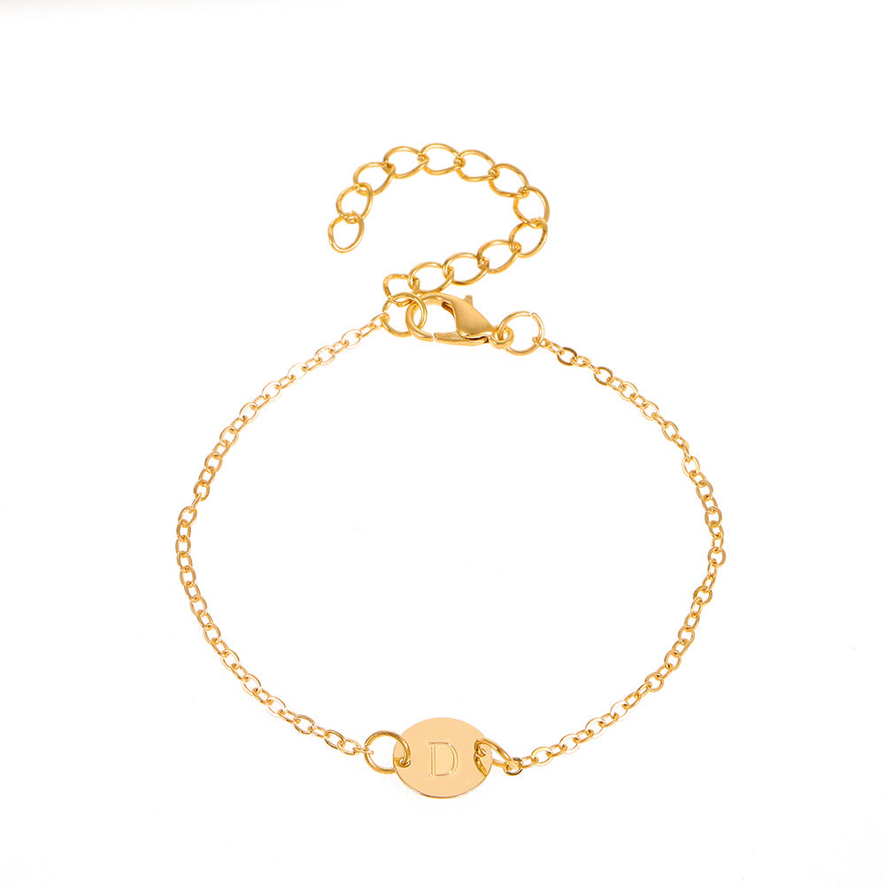 Dainty Chain Letter Initial Charm Bracelet