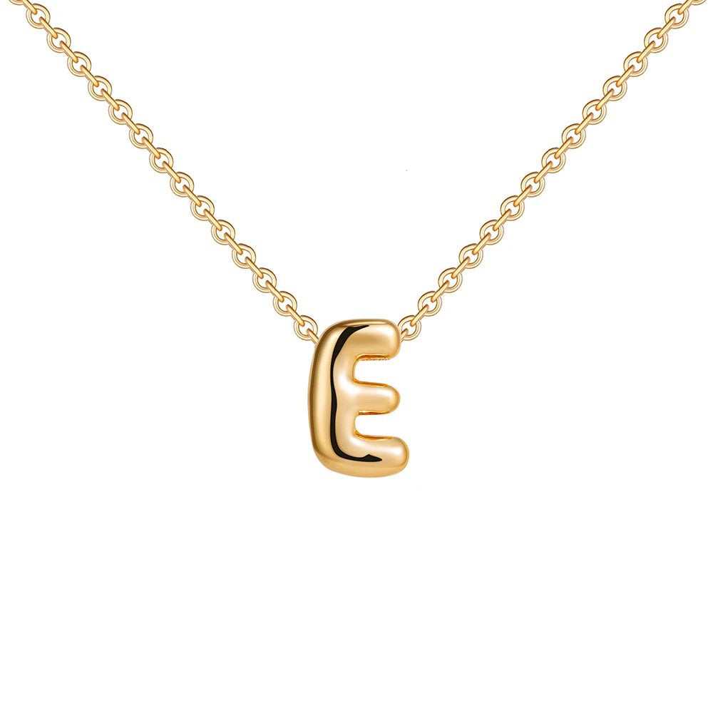 Dainty Bubble Letter Initial Necklace