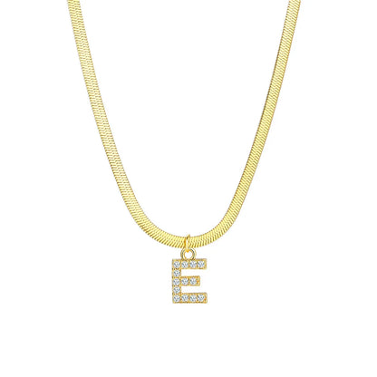 Dainty Diamond Letter Initial Herringbone Necklace