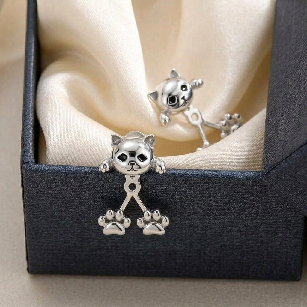 S925 Cute Cat Paw Earrings