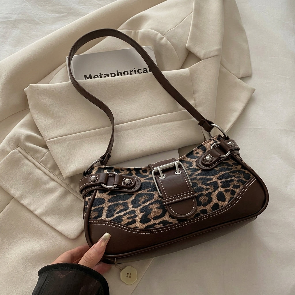 Vintage Inspired Leopard Print Shoulder Bag