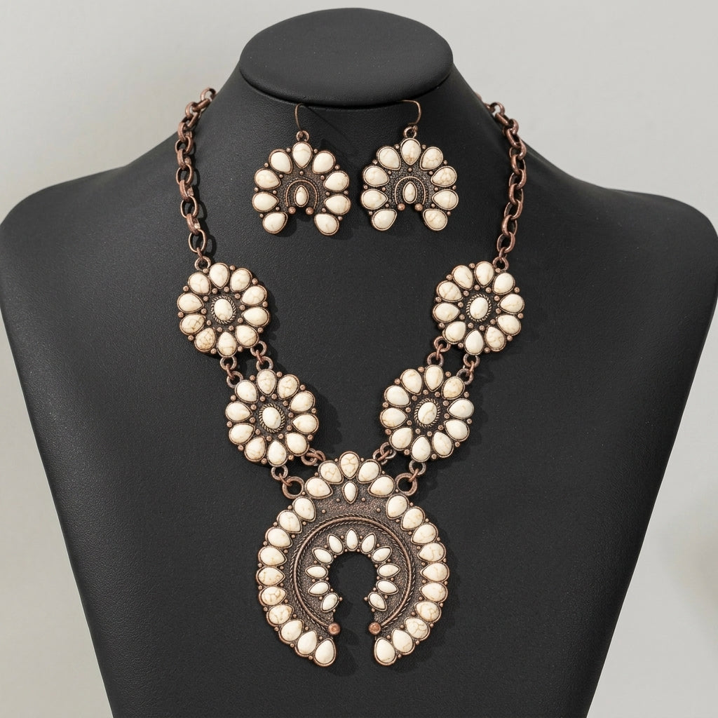 Classic Boho Necklace and Earrings Set