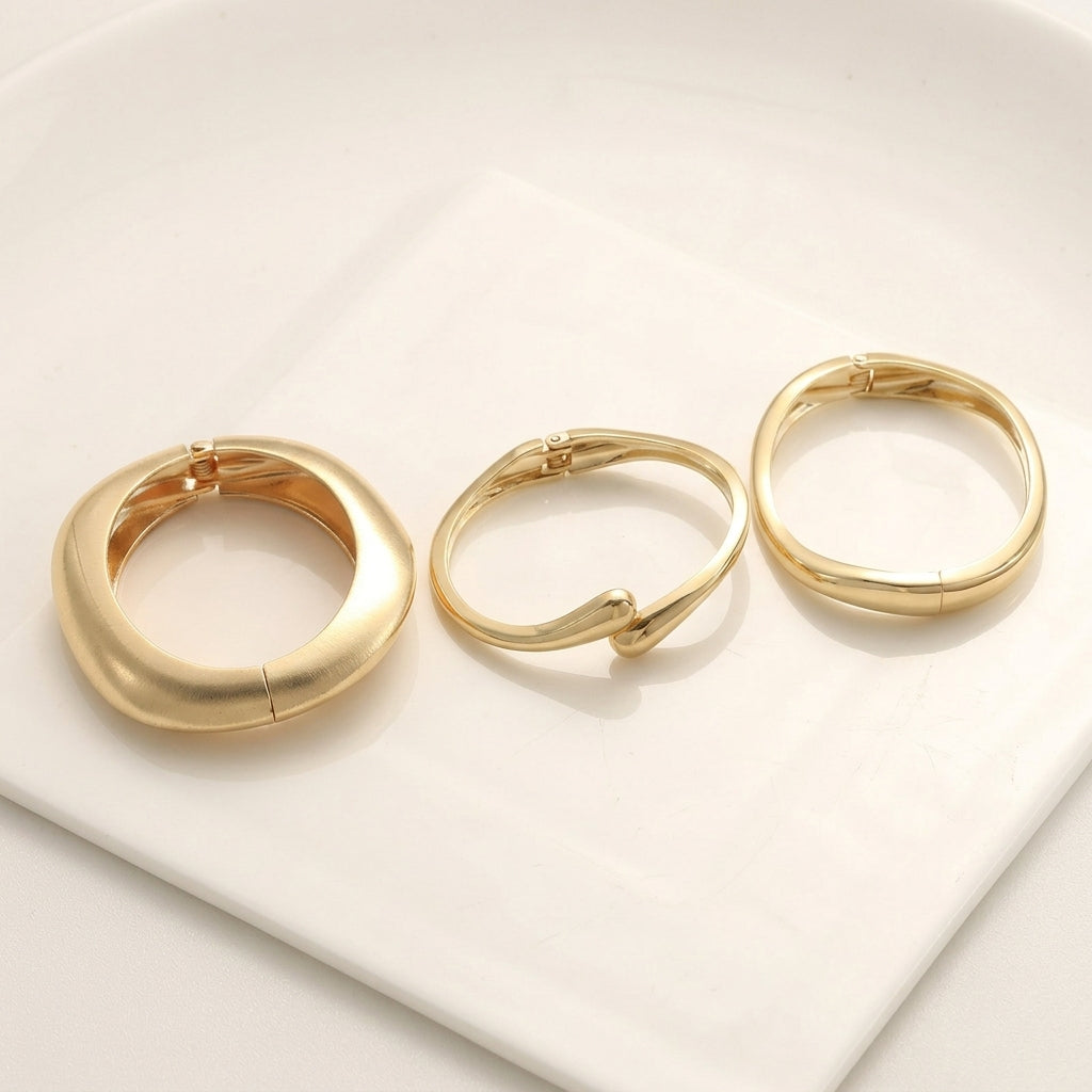 3pc Adjustable Hinge Bangle Stack