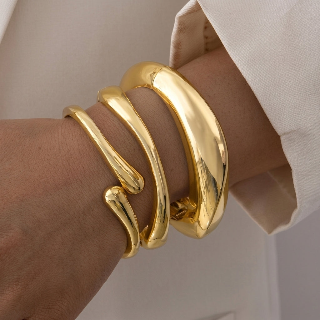 3pc Adjustable Hinge Bangle Stack