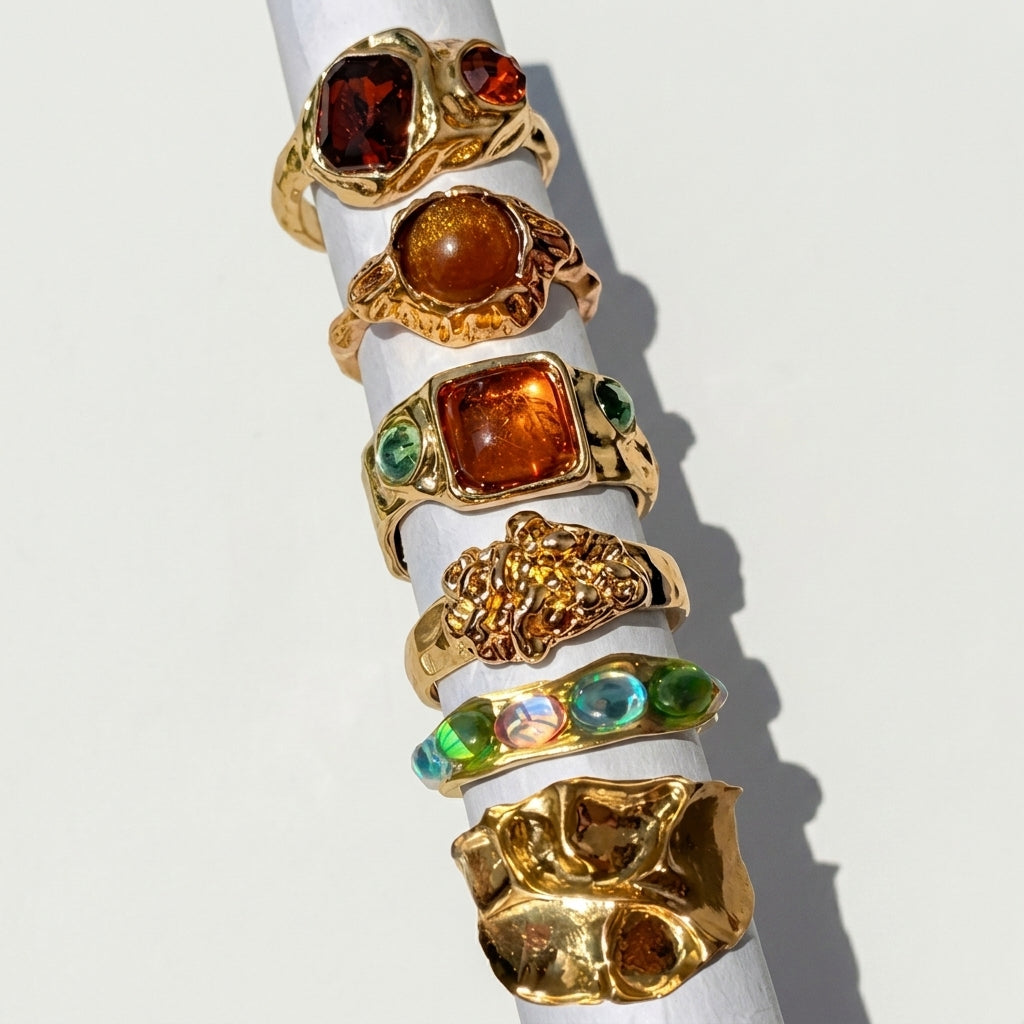 19pc Adjustable Boho Chunky Ring Set
