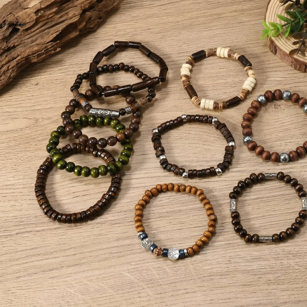 10pc Adjustable Boho Bracelet Variety Set