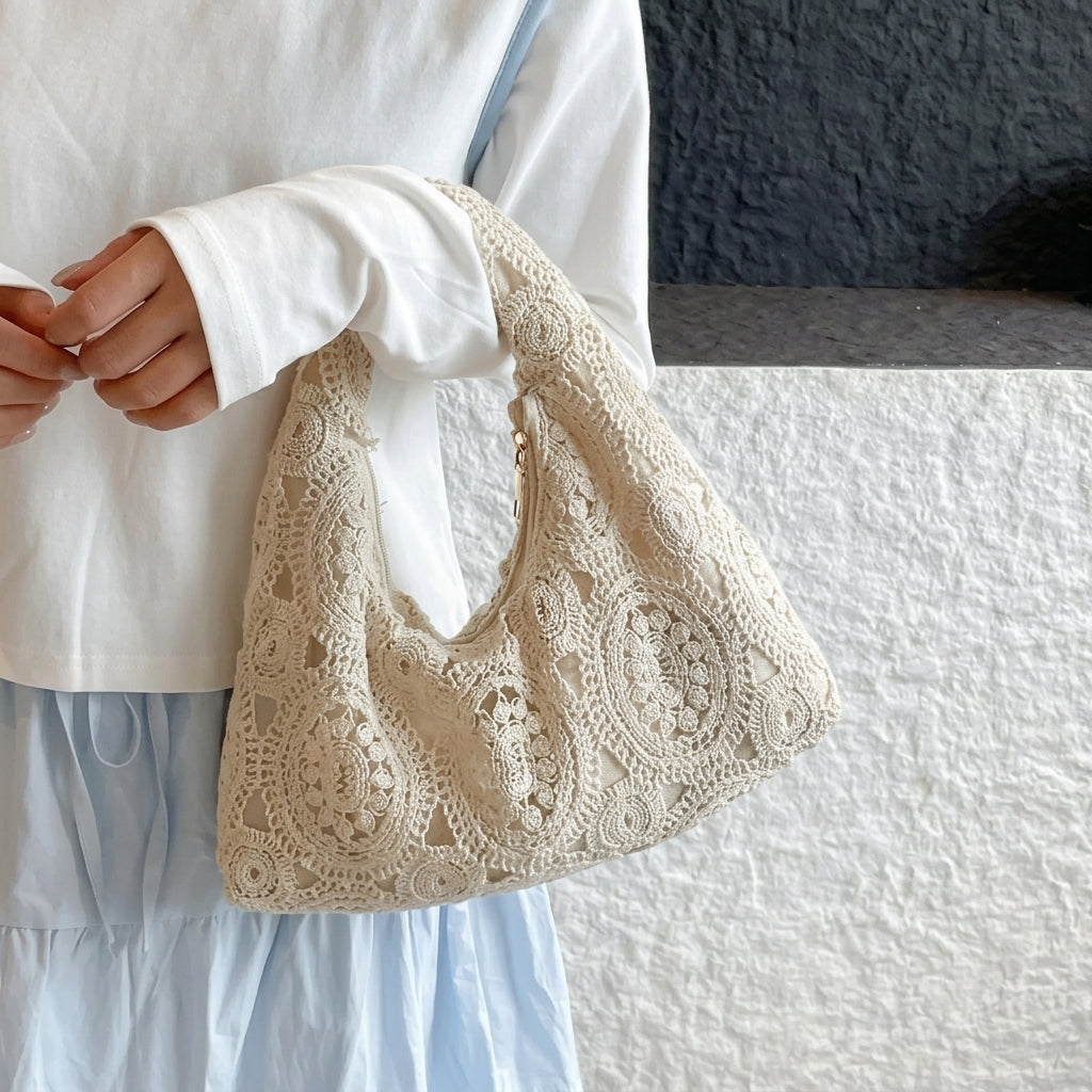 Boho Woven Floral Hand Bag