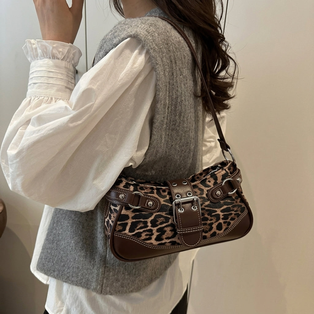 Vintage Inspired Leopard Print Shoulder Bag