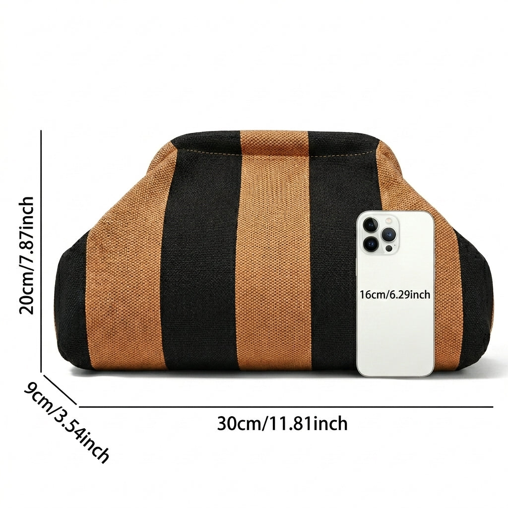 Woven Striped Pouch Clutch