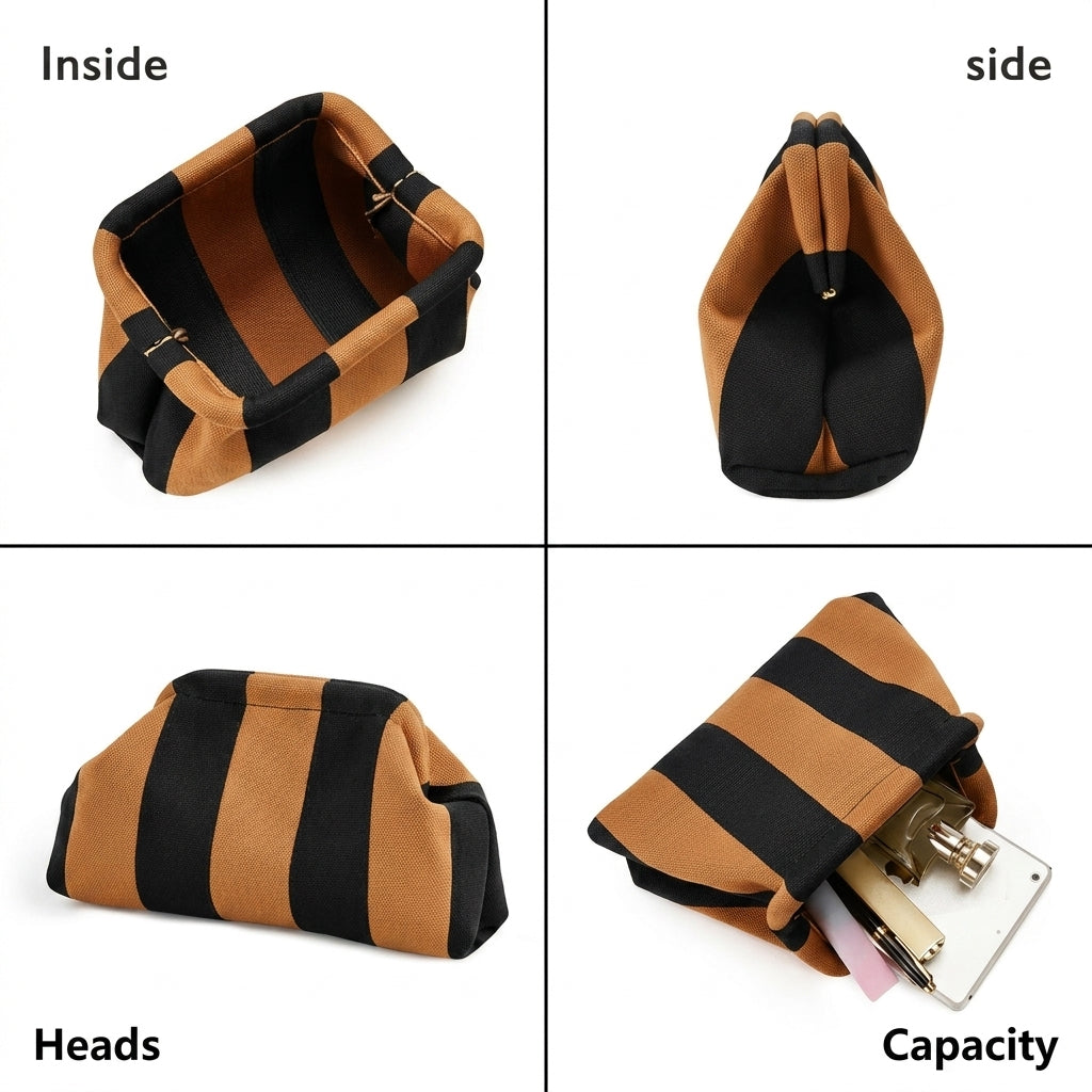 Woven Striped Pouch Clutch