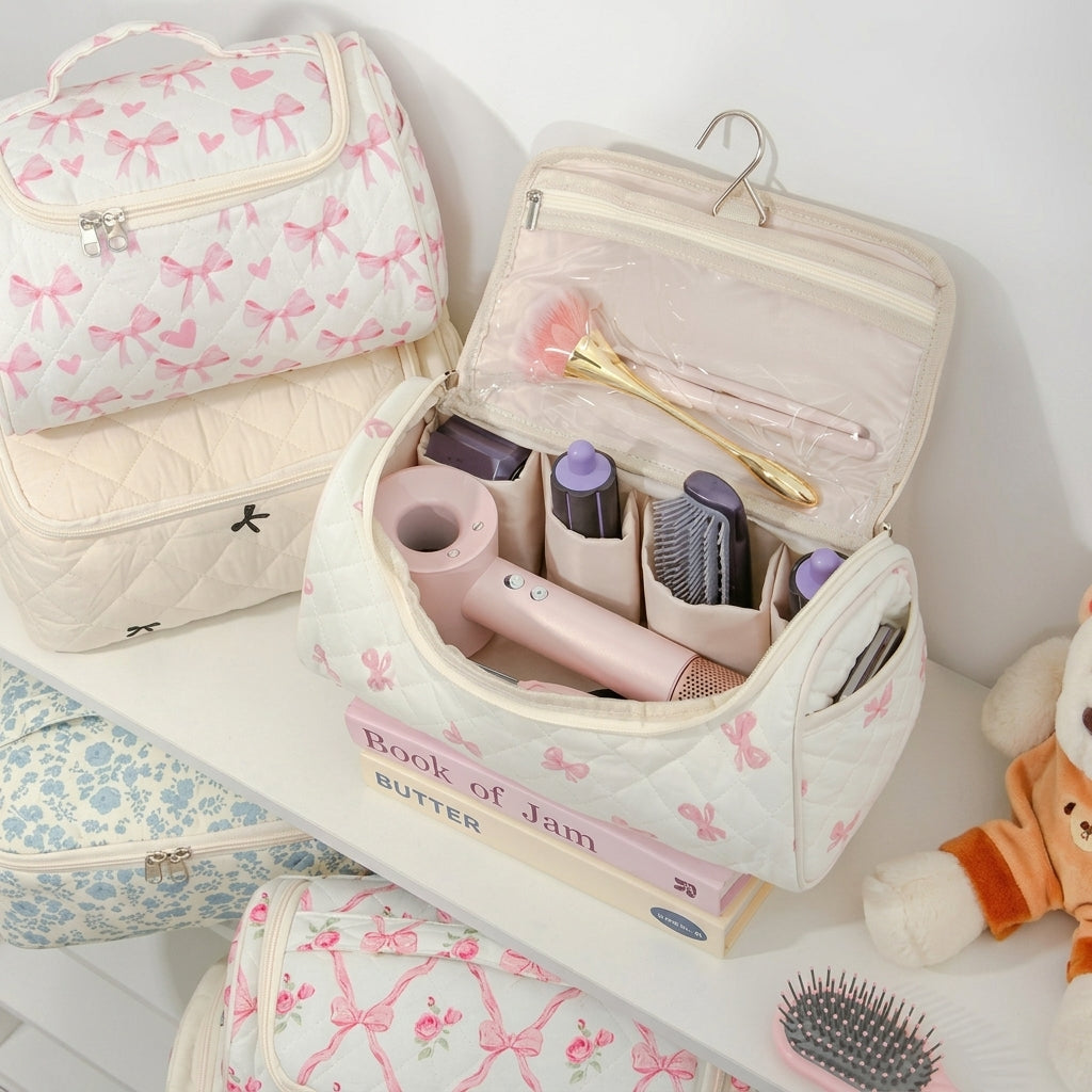 Quilted Cosmetic & Hair Dryer Organizer Bag