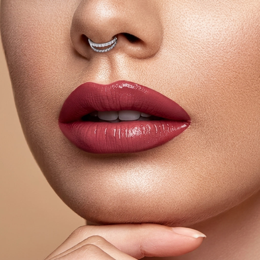 18G Minimal Double Band Pave Nose Ring