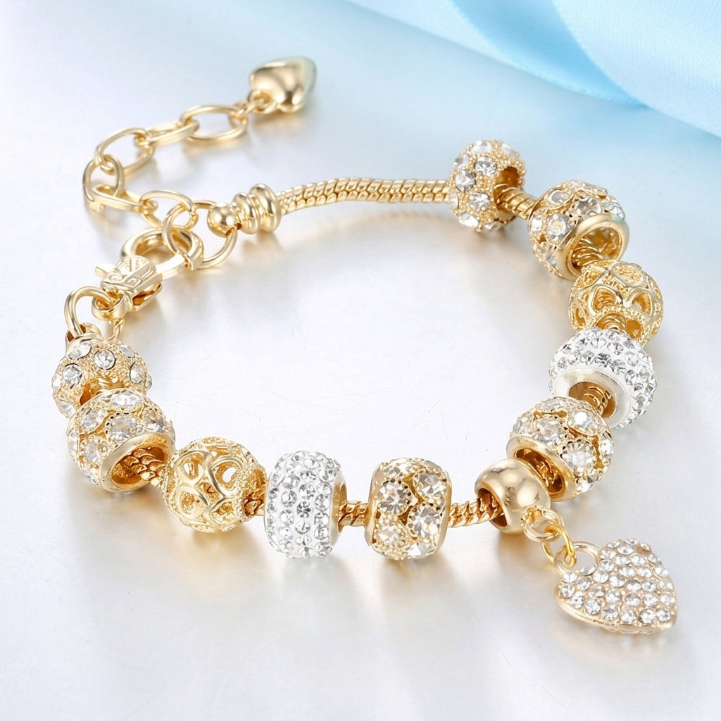 Heart Pave Accented Charm Bracelet