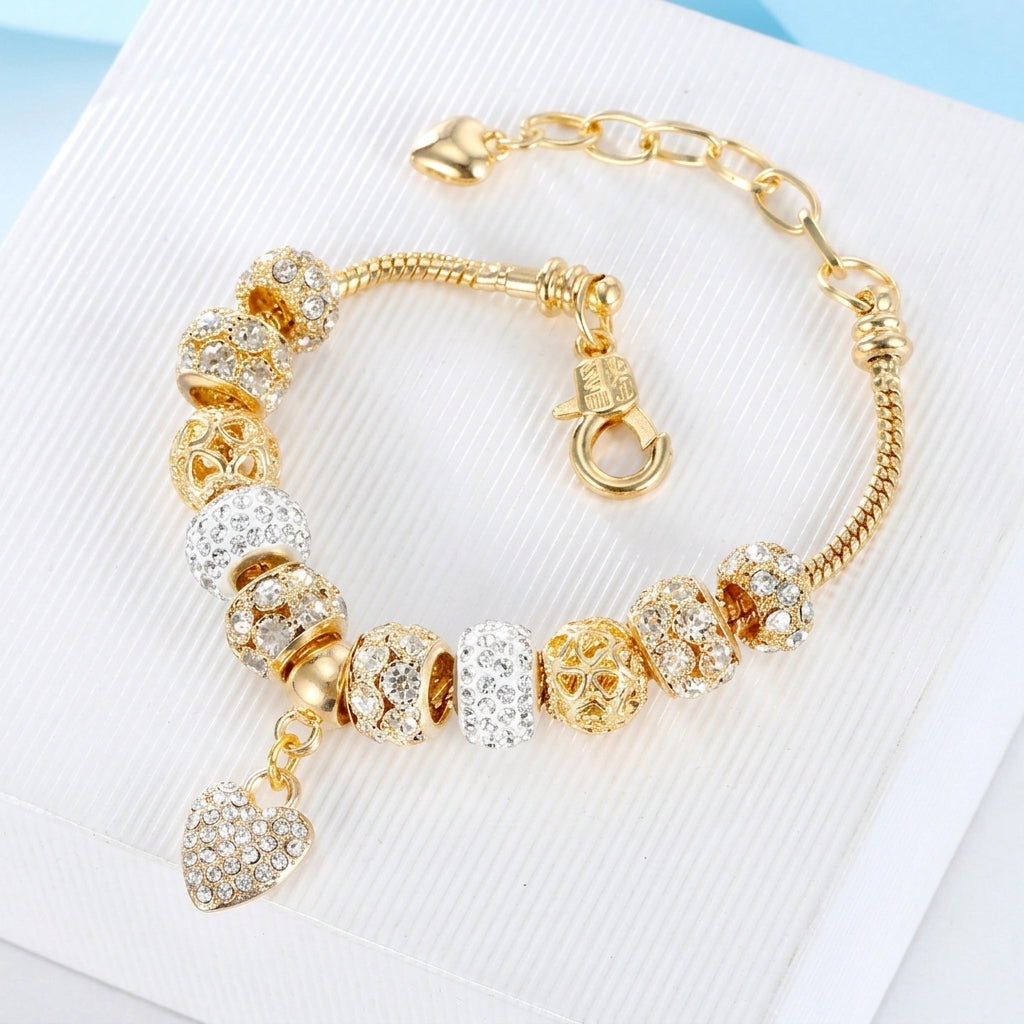 Heart Pave Accented Charm Bracelet