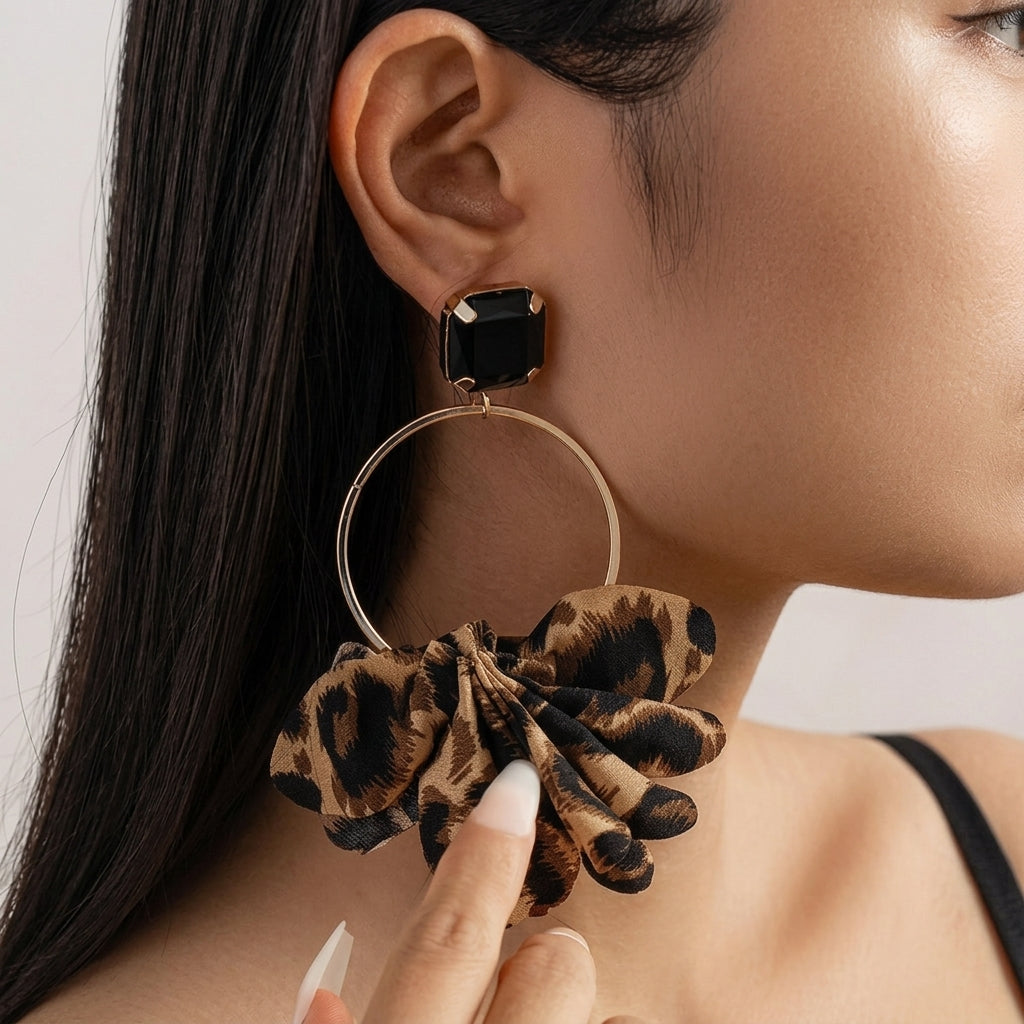 Bold Hoop Leopard Dangle Earrings