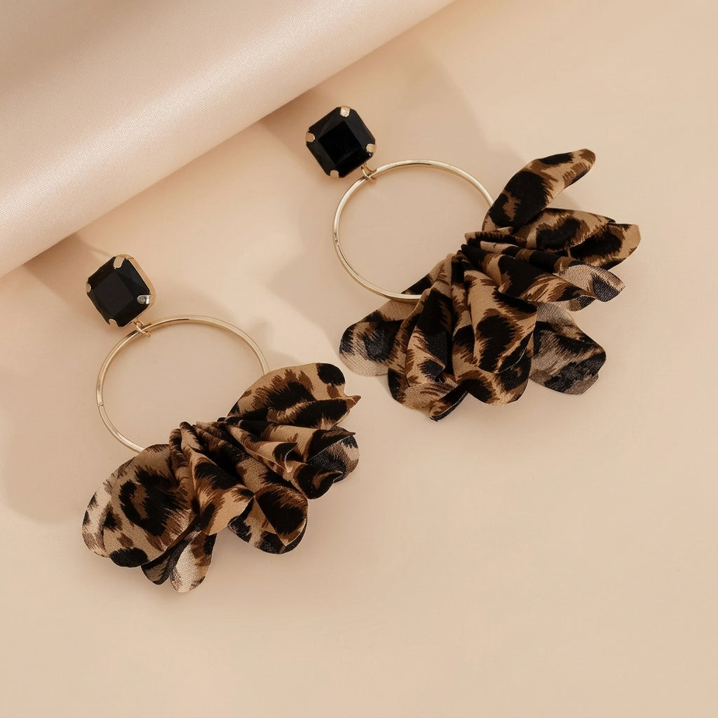 Bold Hoop Leopard Dangle Earrings