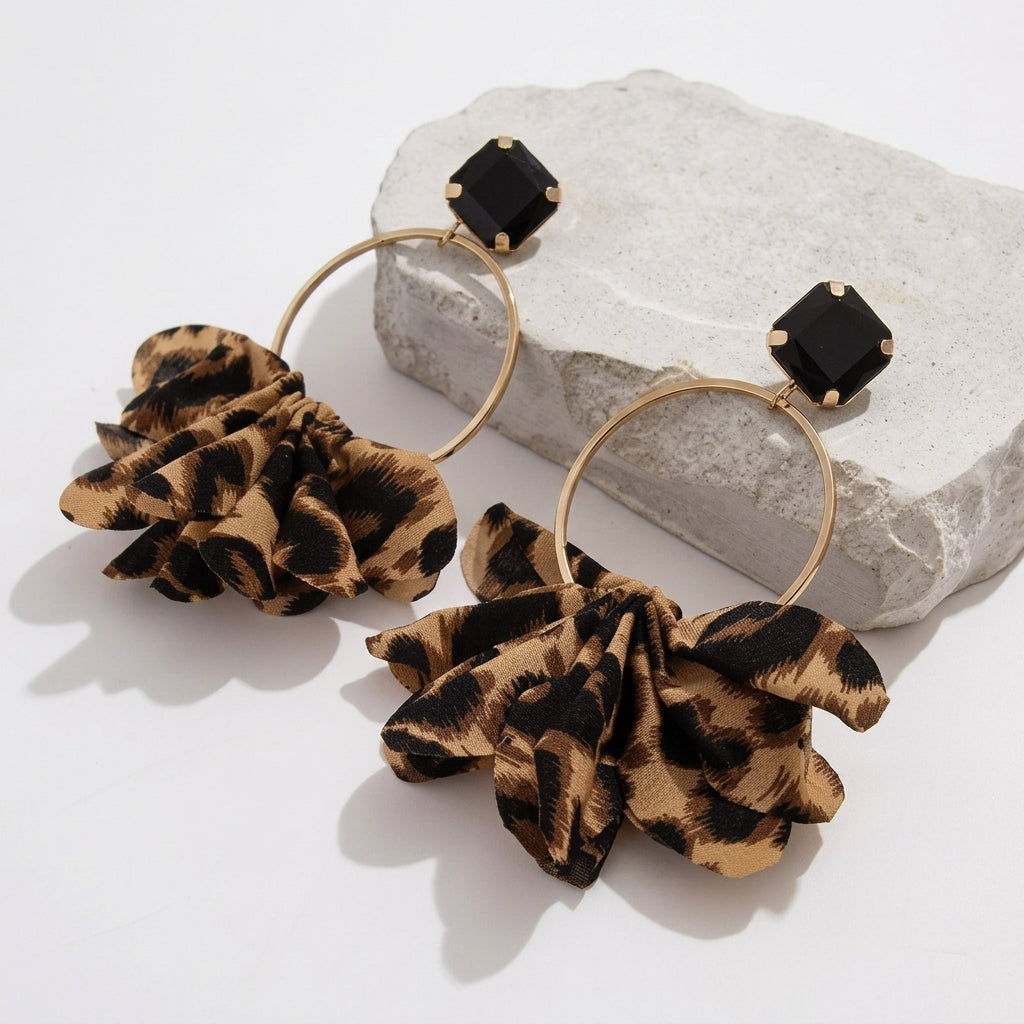 Bold Hoop Leopard Dangle Earrings