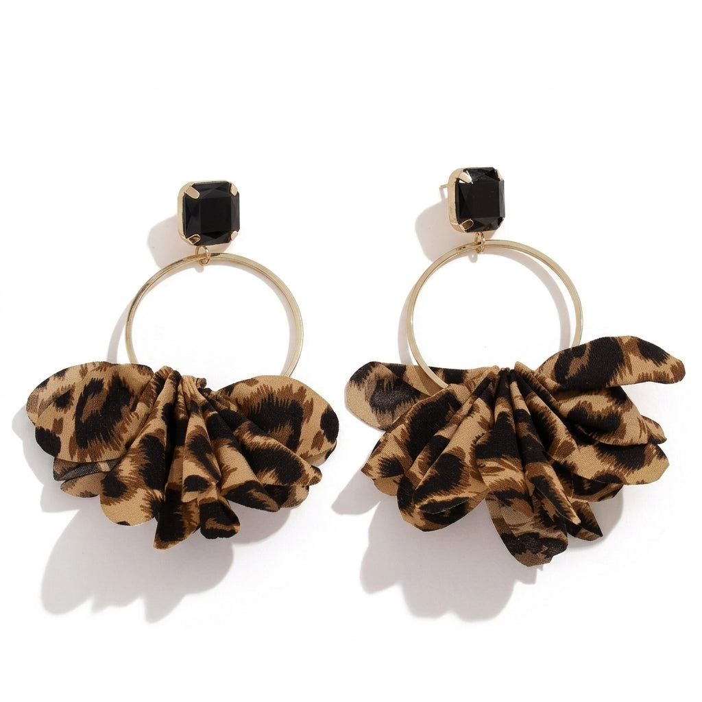 Bold Hoop Leopard Dangle Earrings