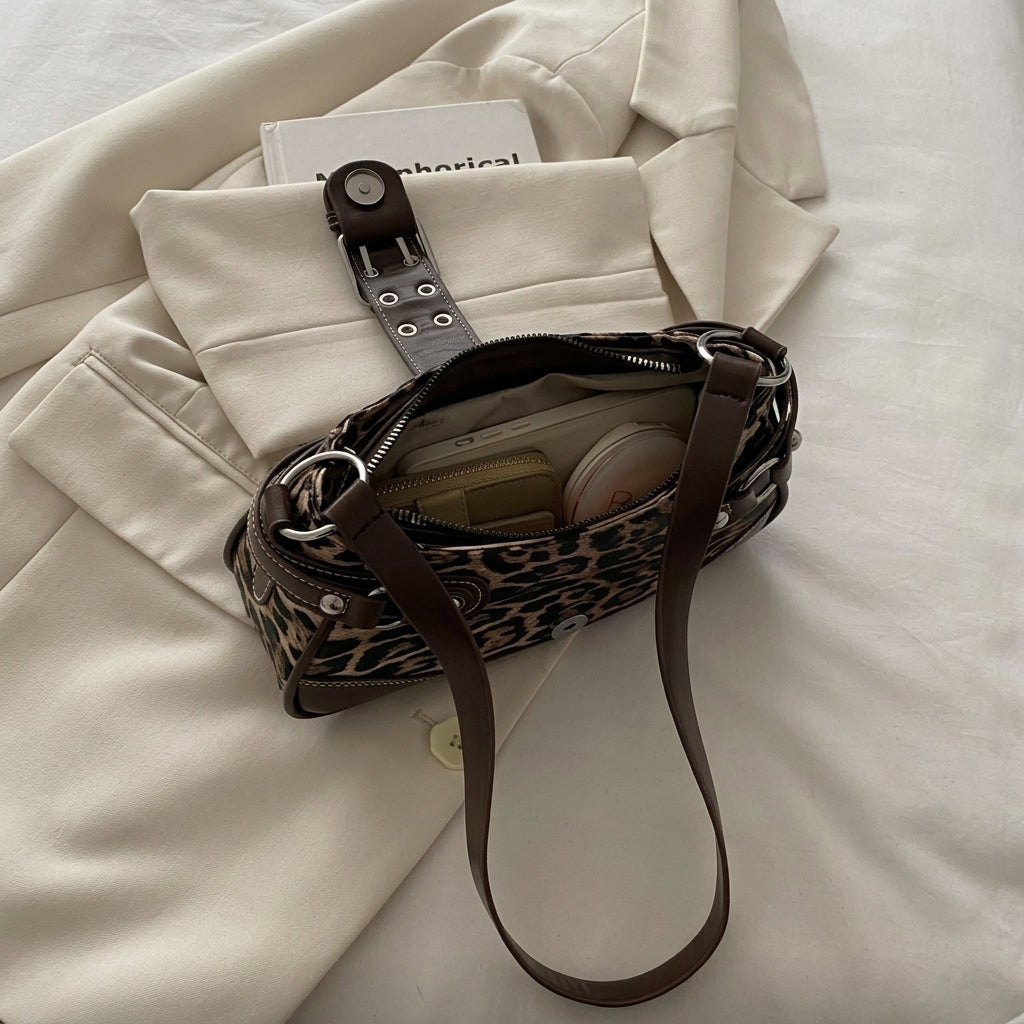 Vintage Inspired Leopard Print Shoulder Bag