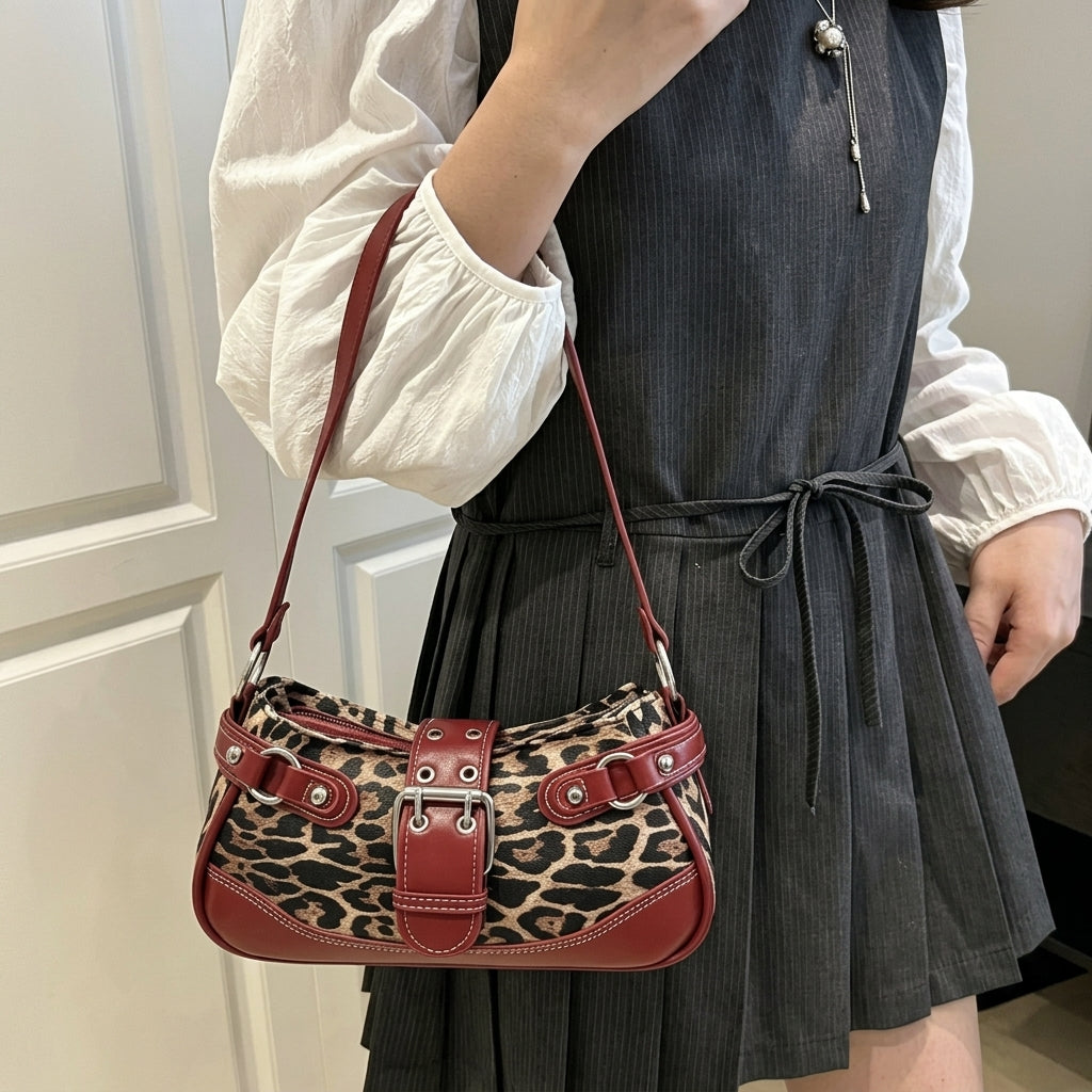 Vintage Inspired Leopard Print Shoulder Bag