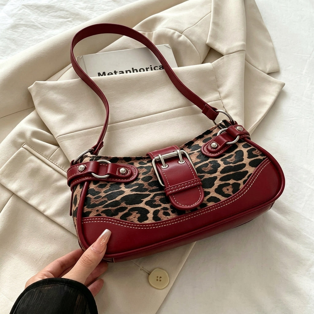 Vintage Inspired Leopard Print Shoulder Bag