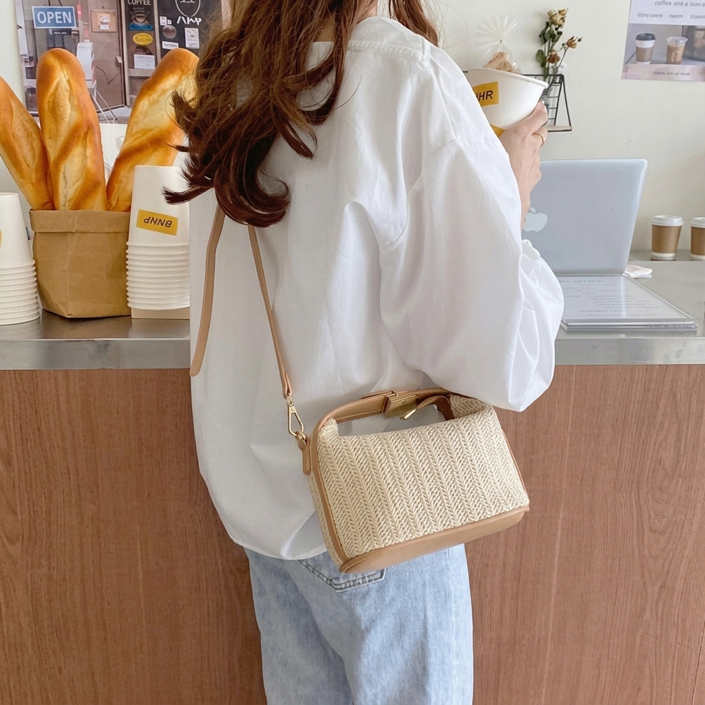 Boho Rattan Straw Cross Body Bag