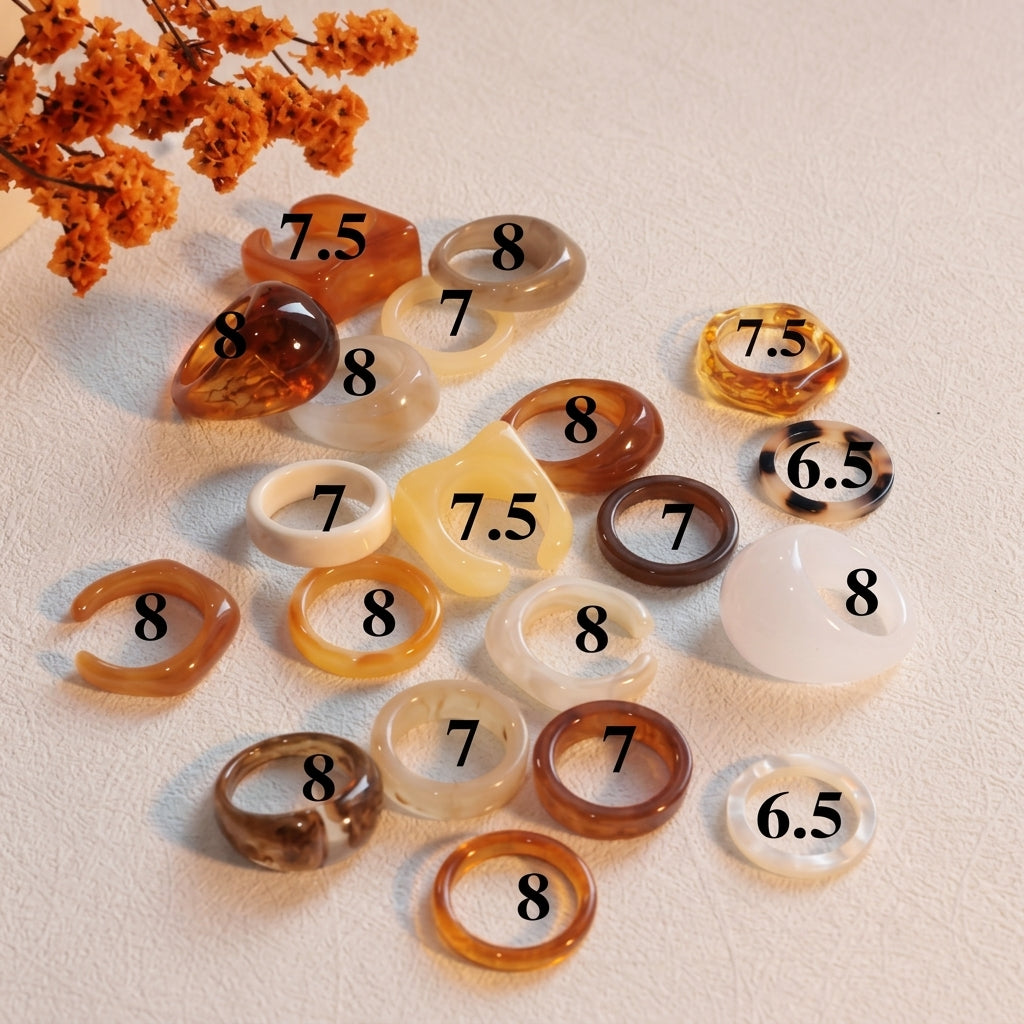 20pc Autumn Inspired Resin Ring Stack