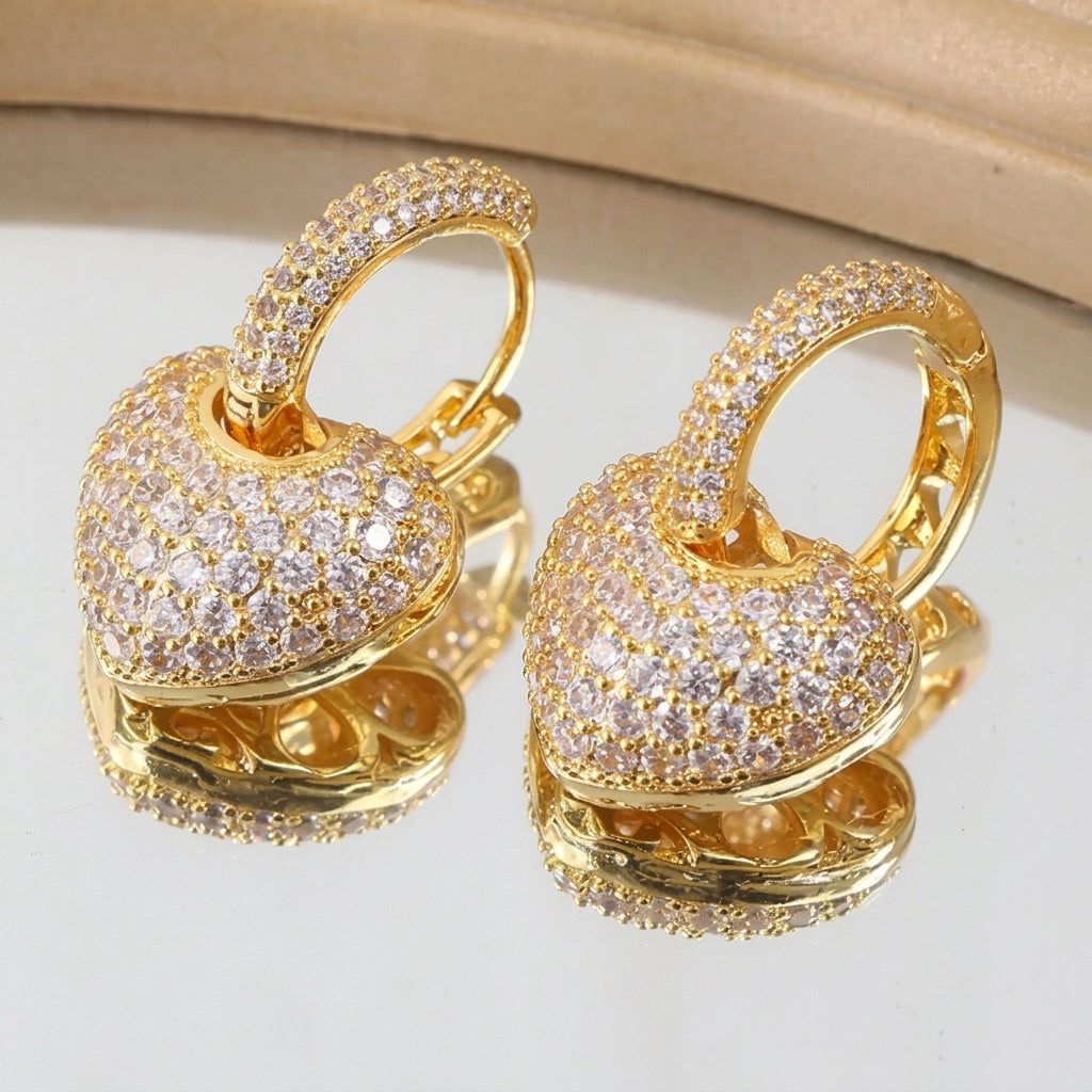 Sparkling Huggie Heart Earrings