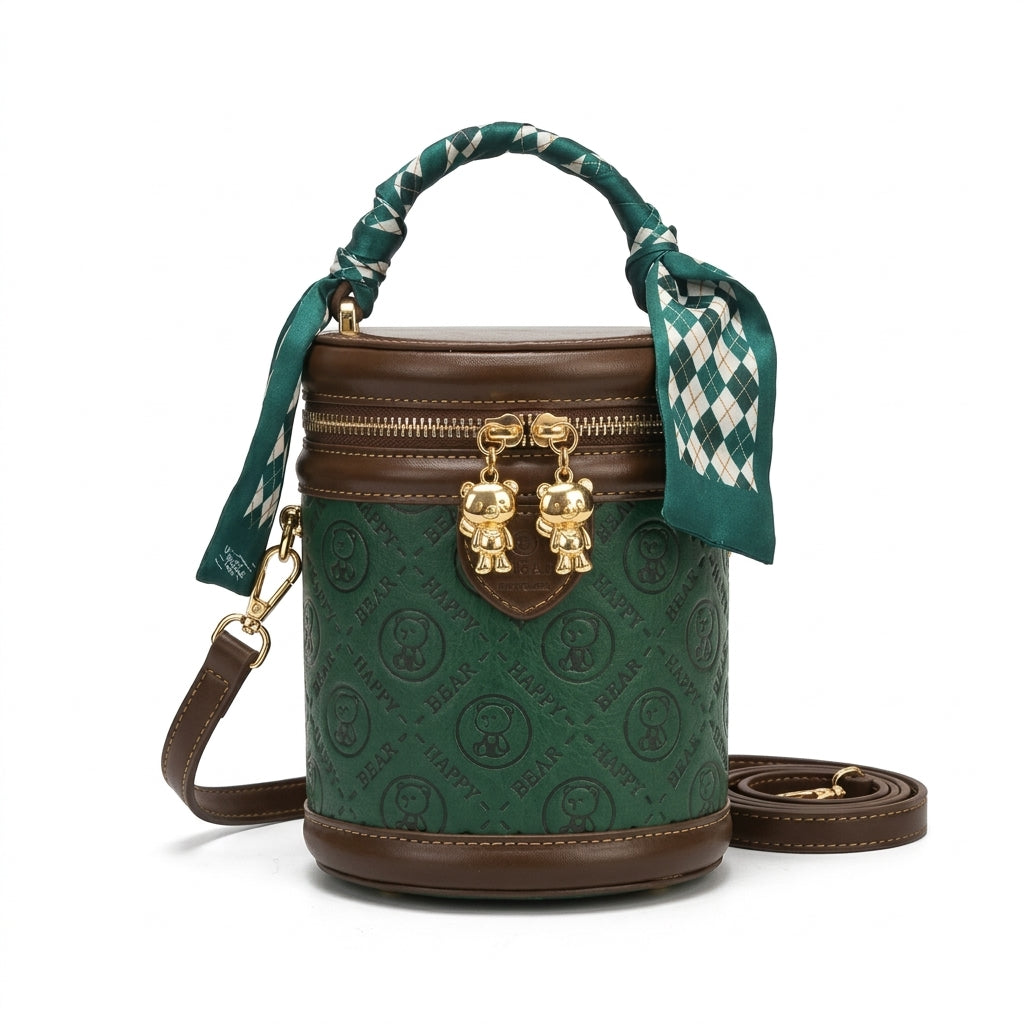 Elegant Scarf Handle Bucket Bag