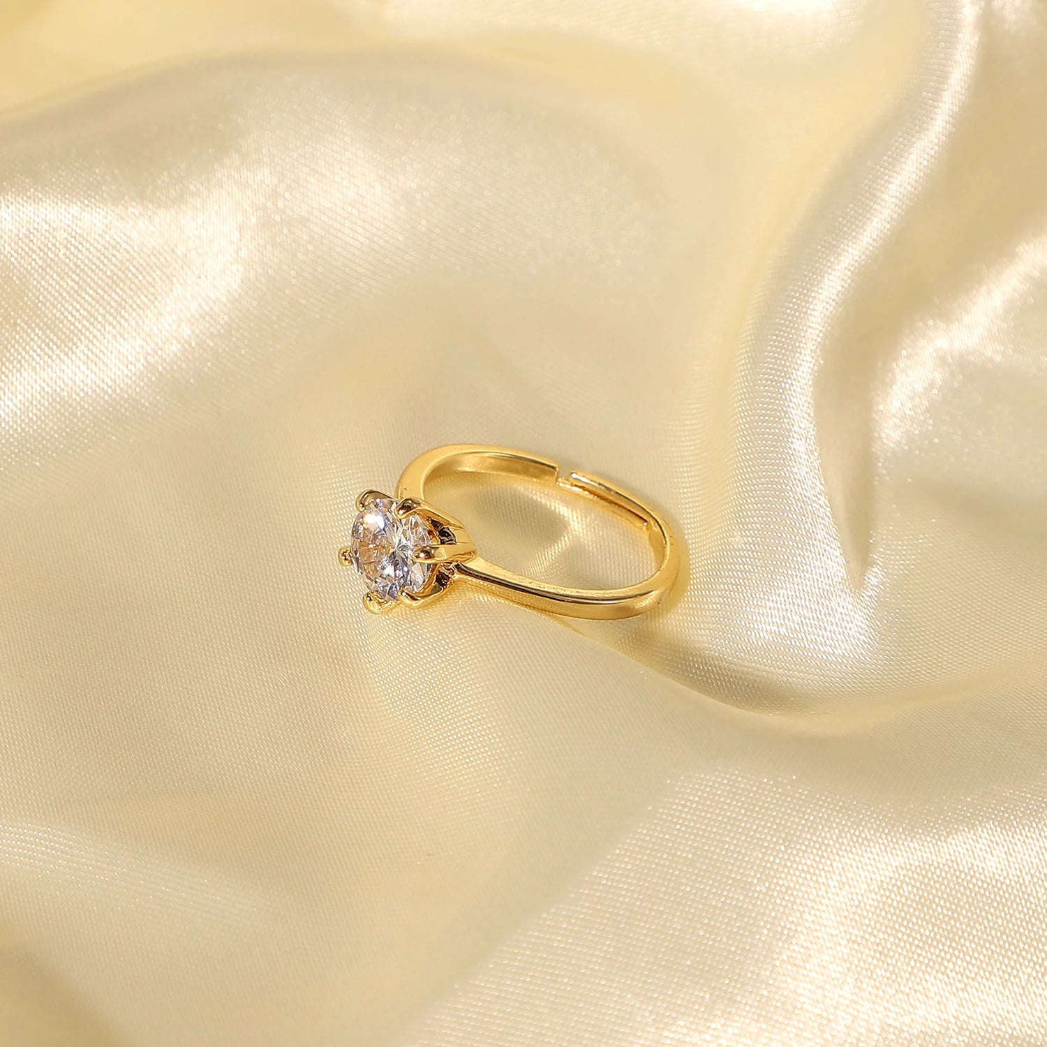 Adjustable Classic 6 Prong Dainty Diamond Ring