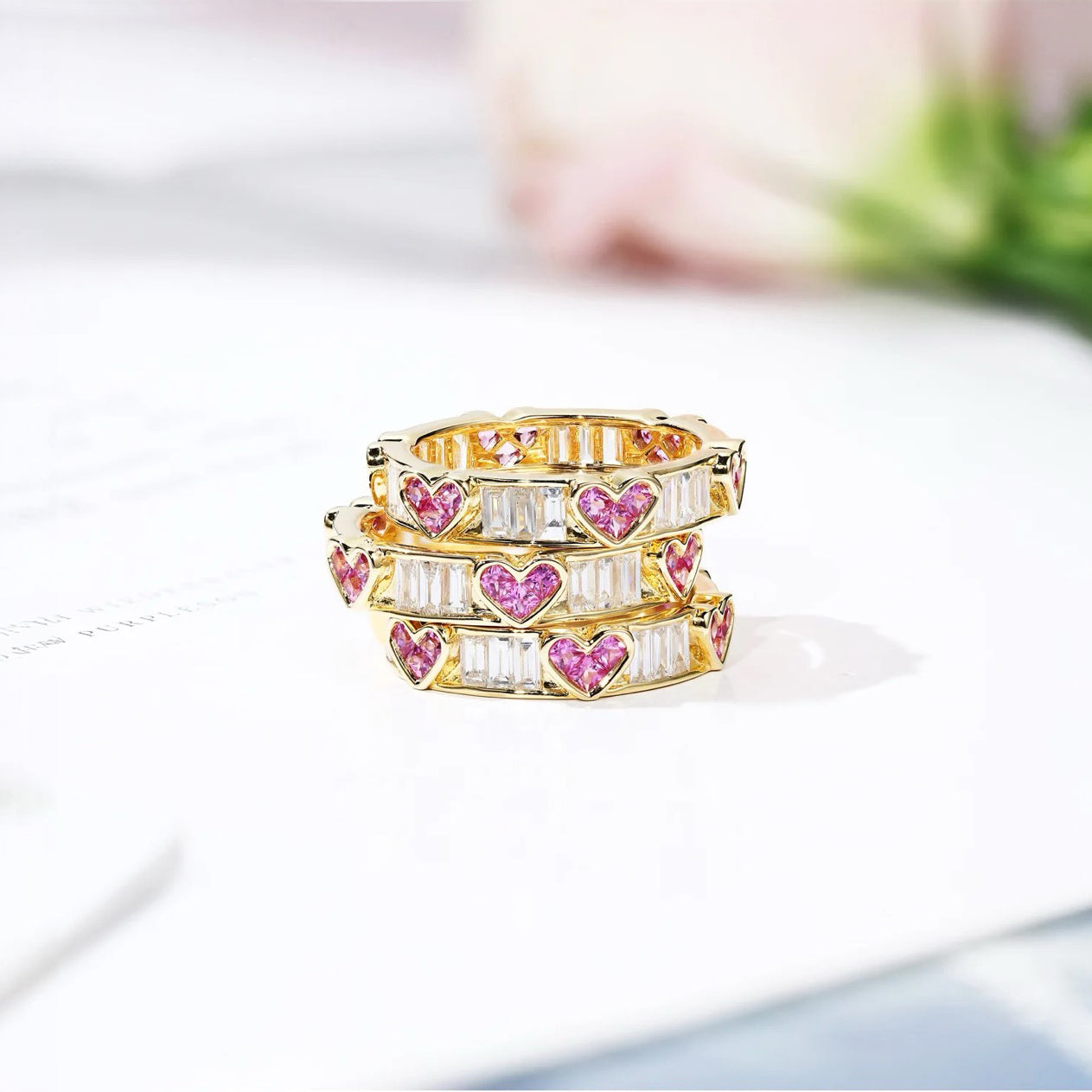 Classy Heart Wrap Baguette Diamond Ring