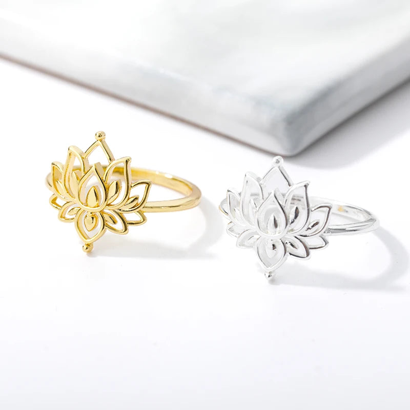 Dainty Lotus Flower Outline Ring