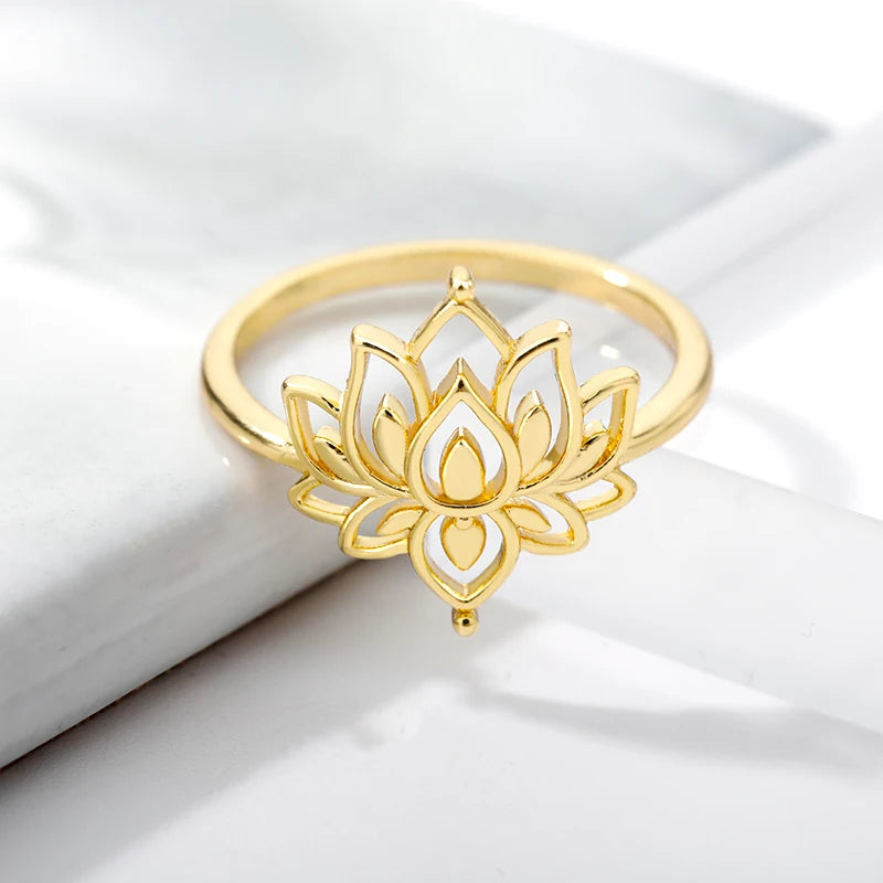 Dainty Lotus Flower Outline Ring