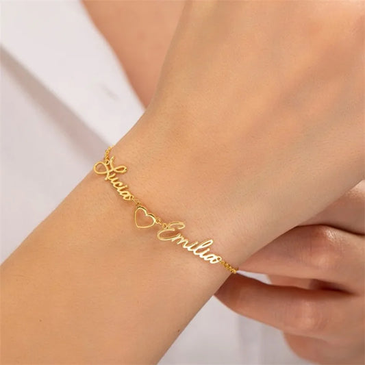 Dual Name Heart Bracelet