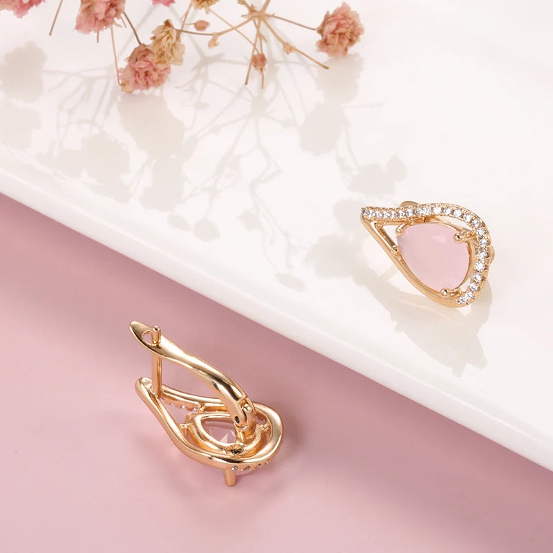 Dainty Rose Gold Water Drop Earrings