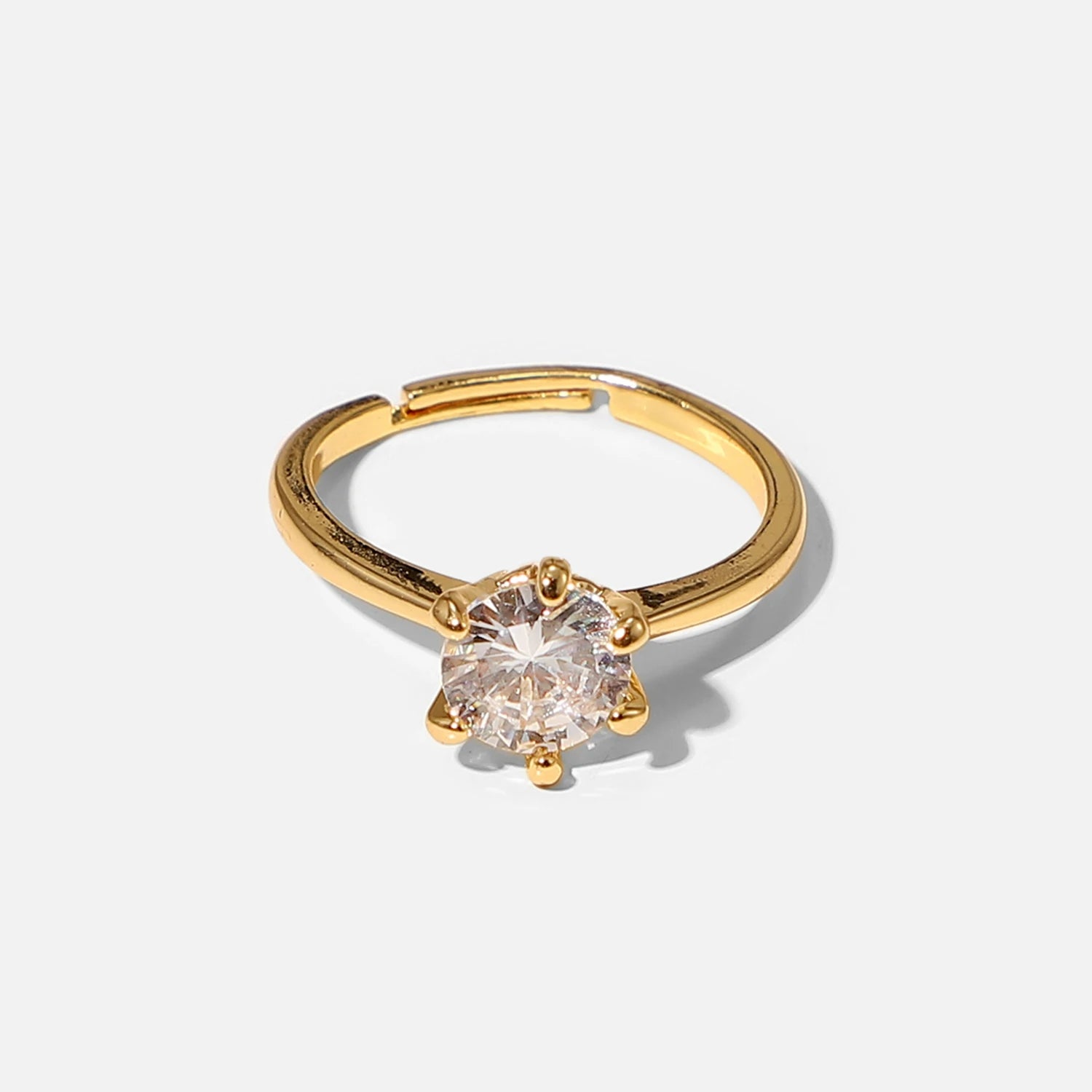 Adjustable Classic 6 Prong Dainty Diamond Ring