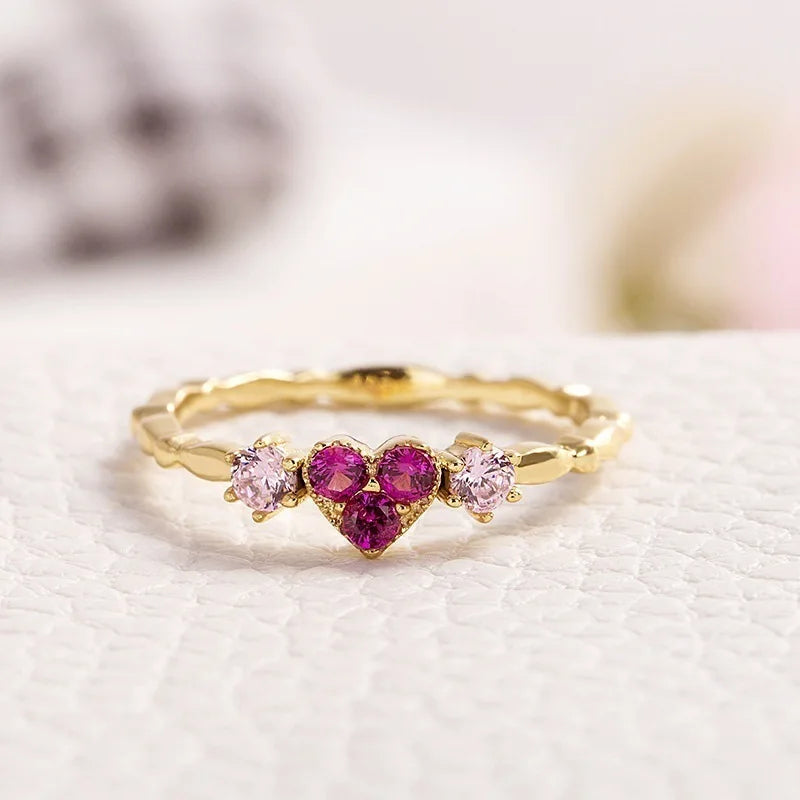 Feminine Heart Diamond Ring