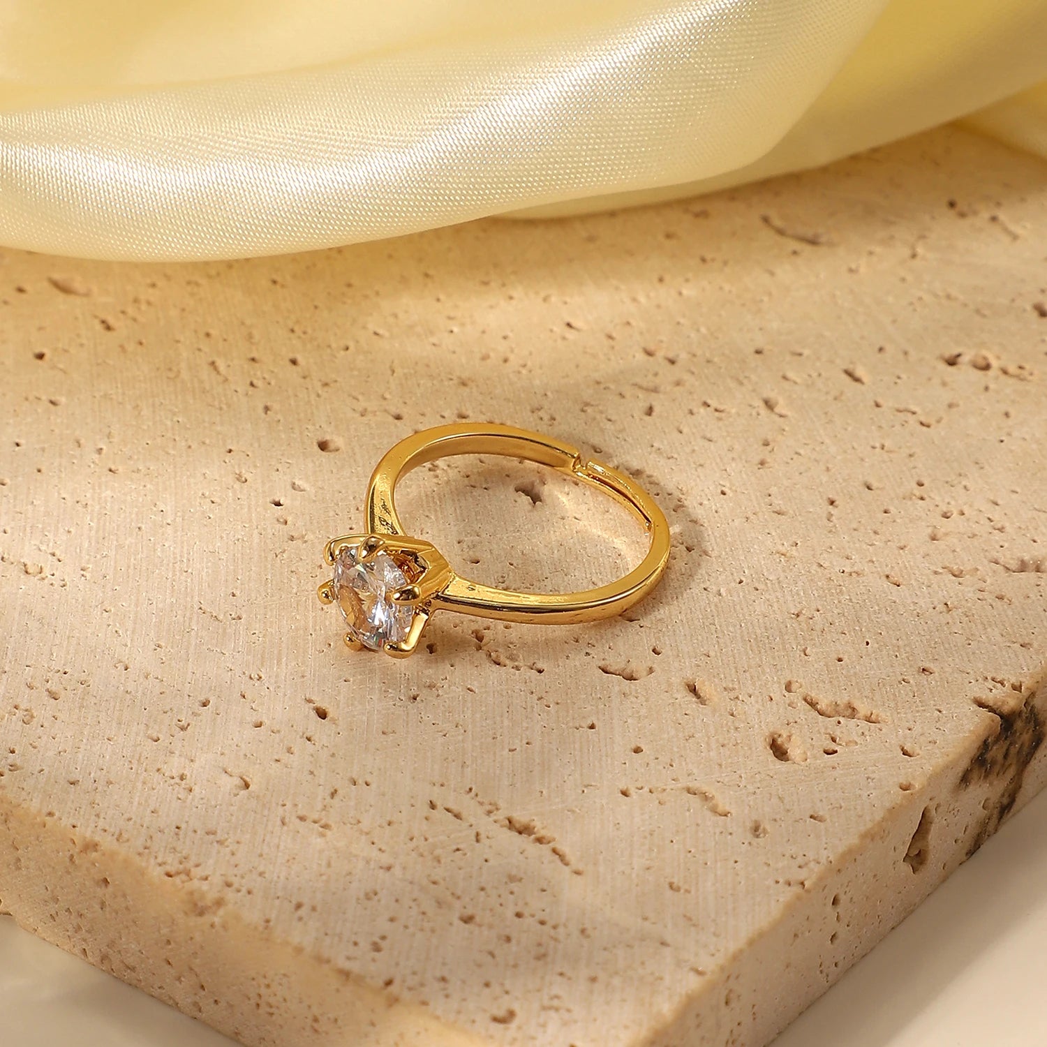 Adjustable Classic 6 Prong Dainty Diamond Ring