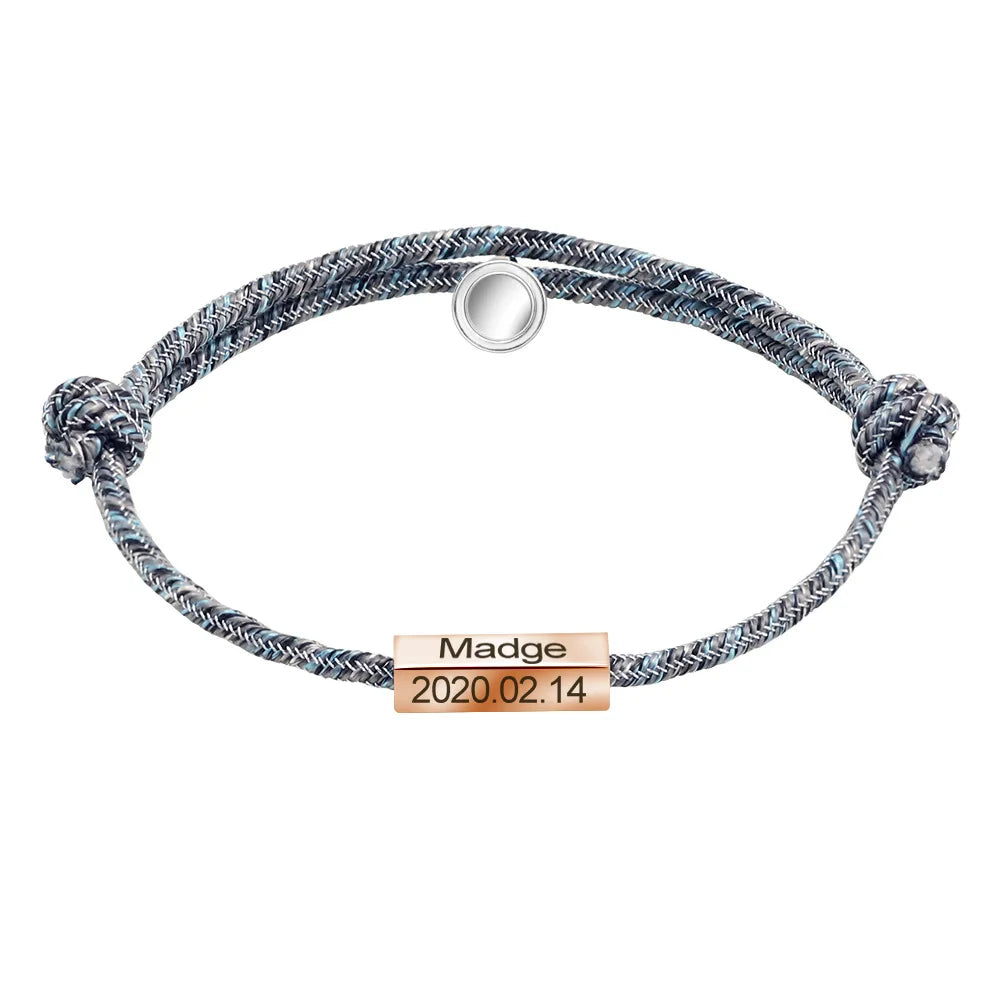 Personalized Minimal Rope Magnetic Couples Bracelet