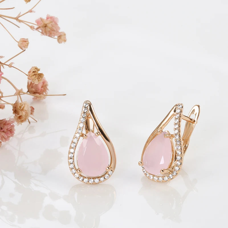 Dainty Rose Gold Water Drop Earrings