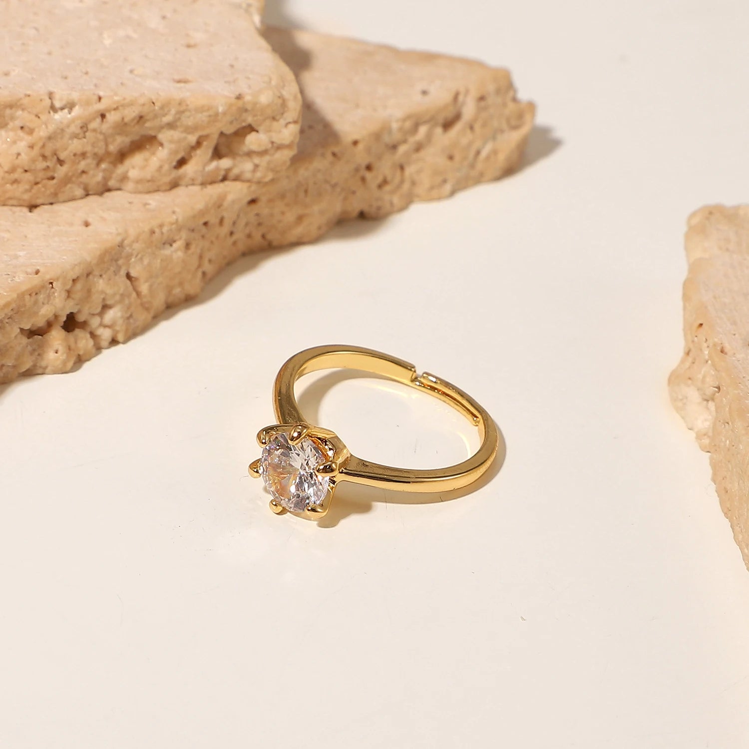 Adjustable Classic 6 Prong Dainty Diamond Ring