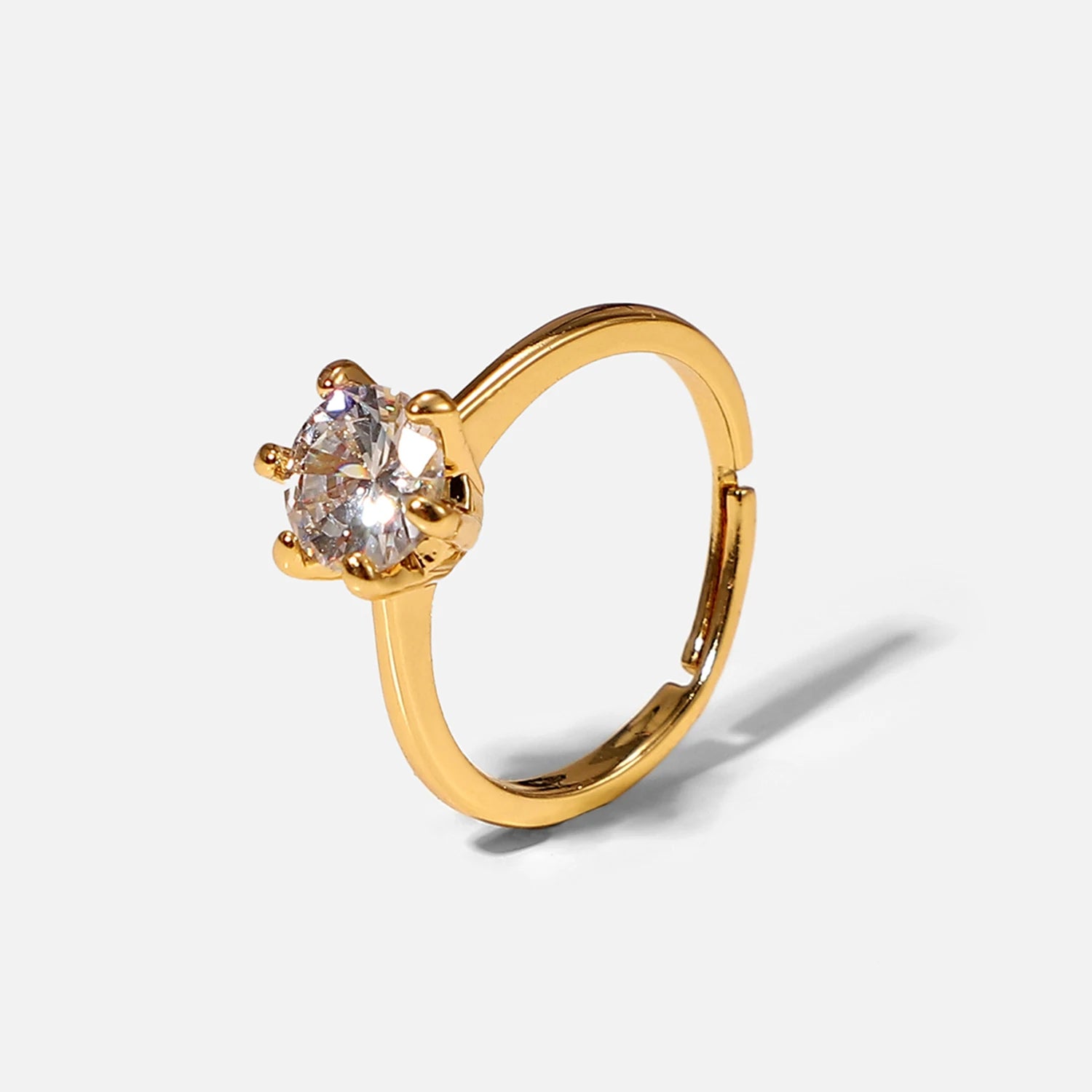 Adjustable Classic 6 Prong Dainty Diamond Ring