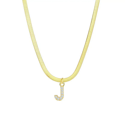 Dainty Diamond Letter Initial Herringbone Necklace