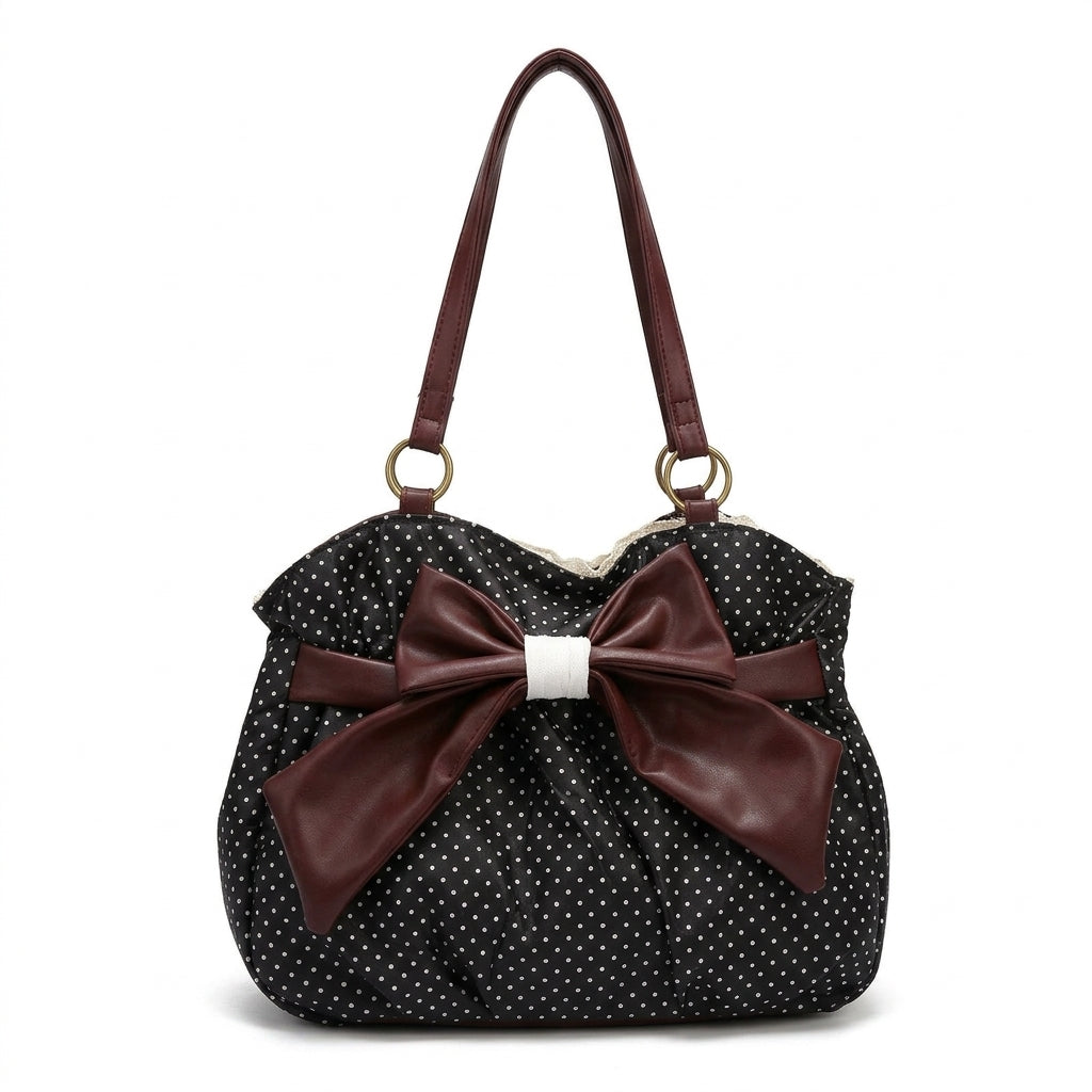 Polka Dot Bow Accent Shoulder Bag