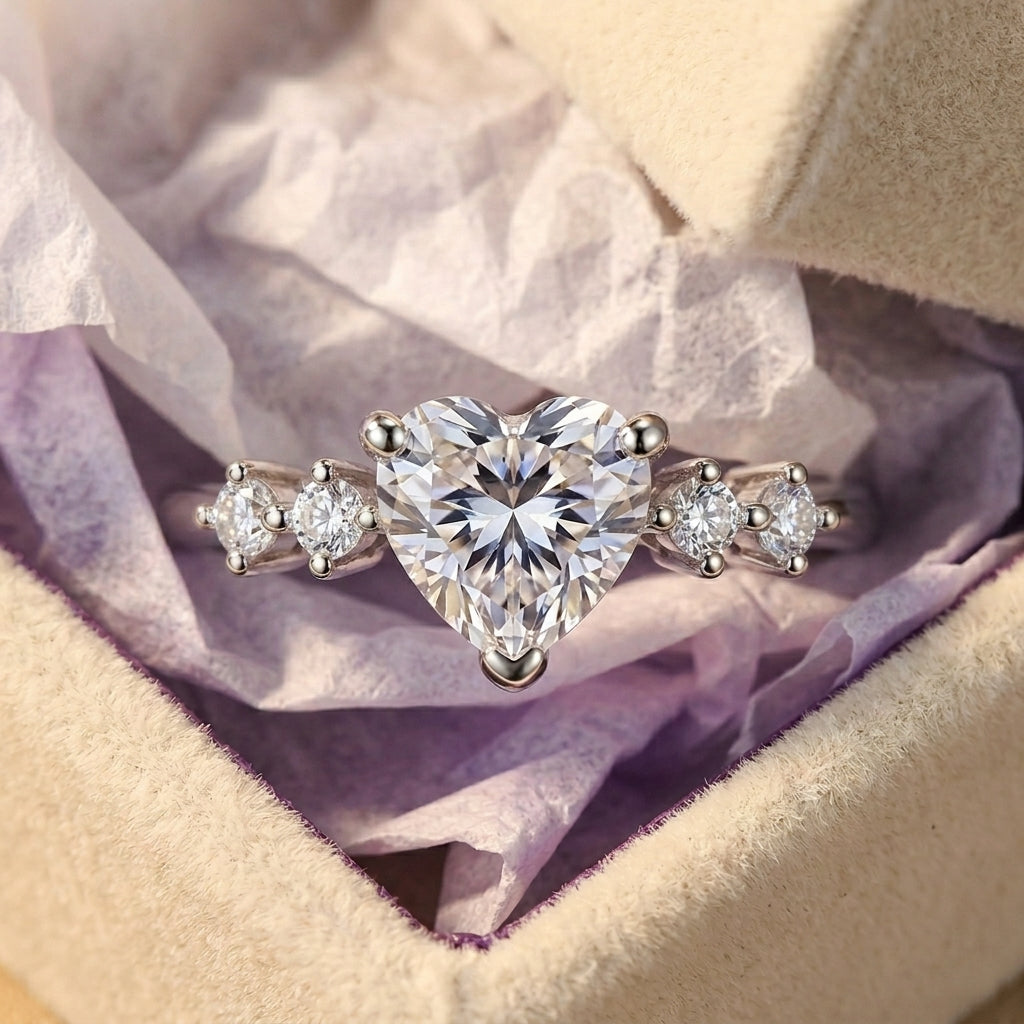 Heart Cut Minimal Dainty Accent Ring